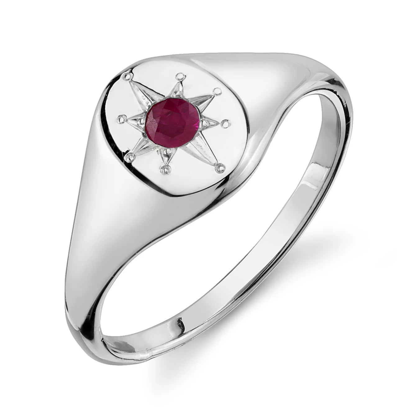Ruby North Star Signet Ring