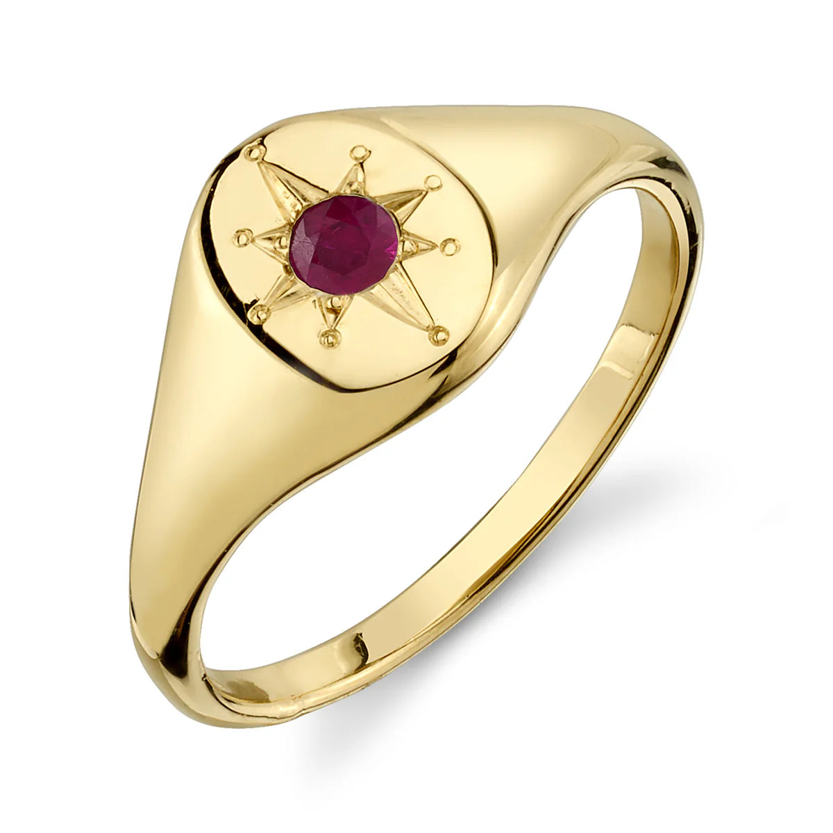 Ruby North Star Signet Ring