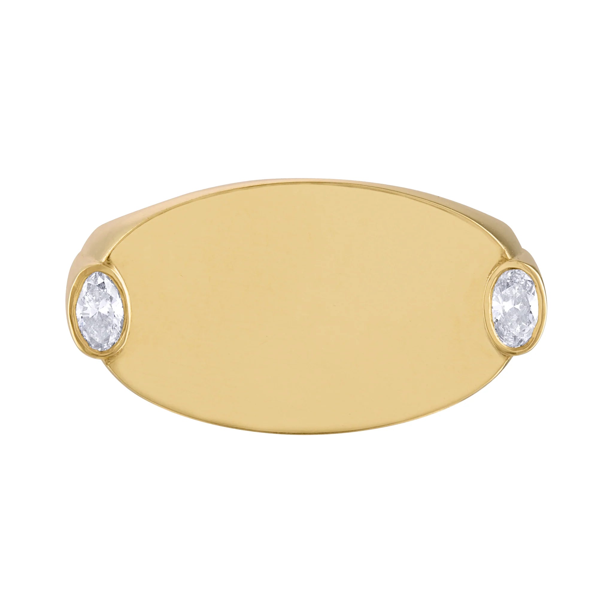 Oval 18K Signet Ring With Diamonds