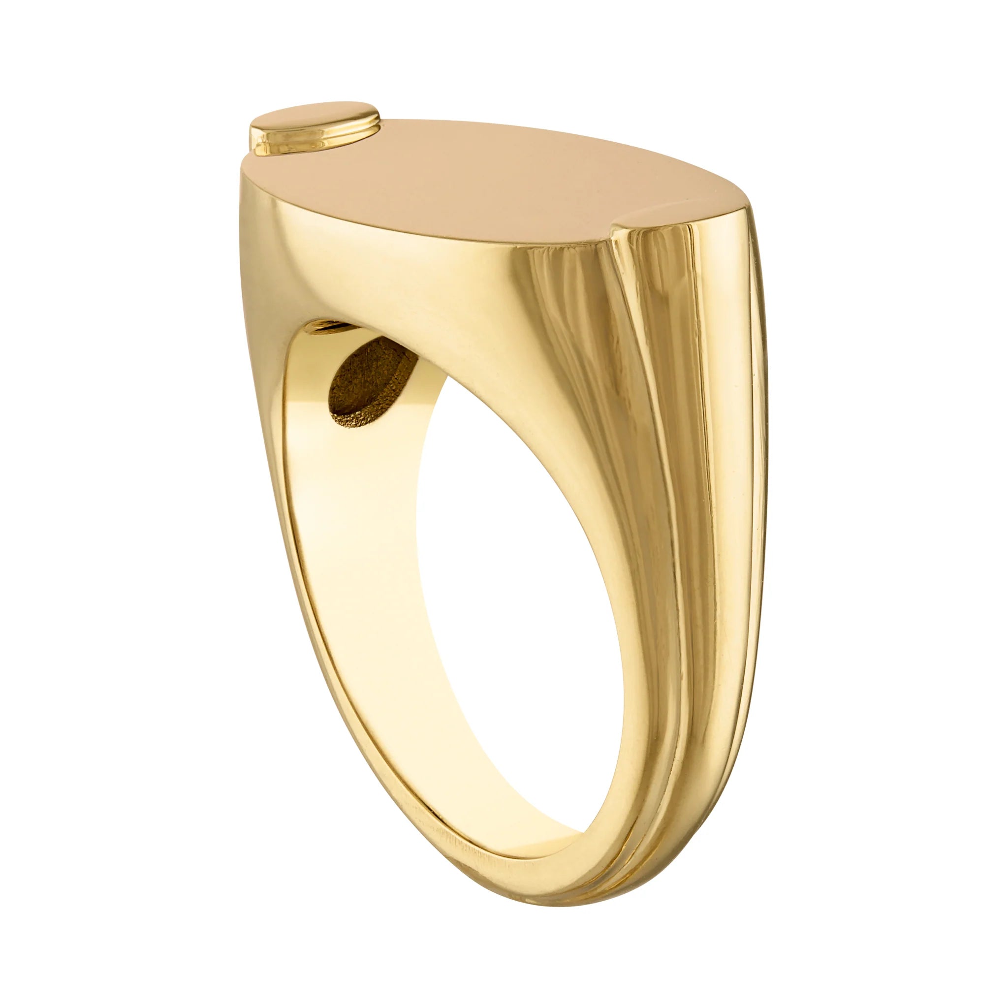 Oval 18K Signet Ring With Diamonds