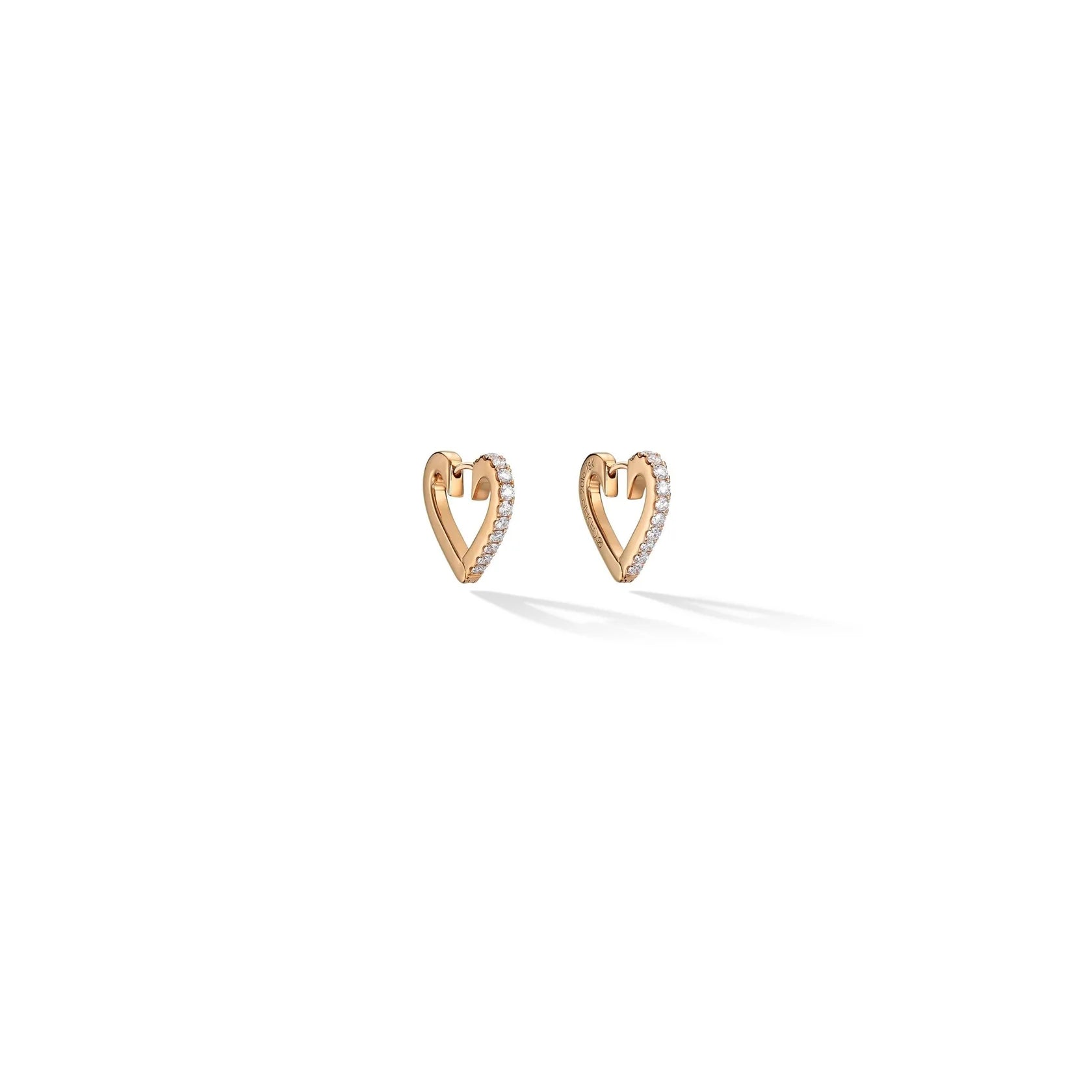 Small Endless White Diamond Heart Hoop Earrings