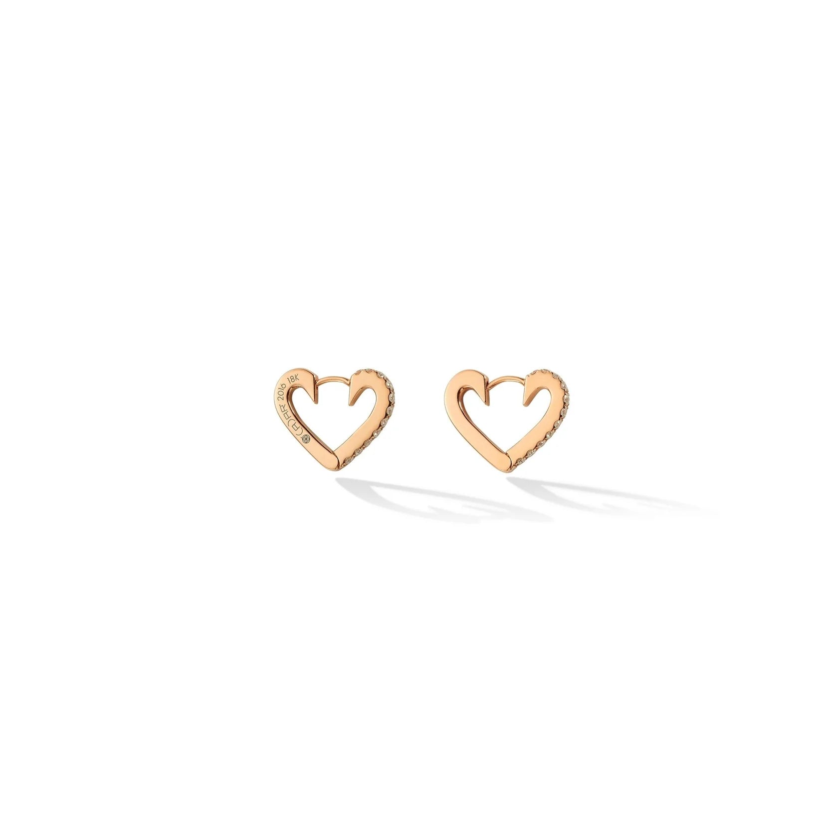 Small Endless White Diamond Heart Hoop Earrings