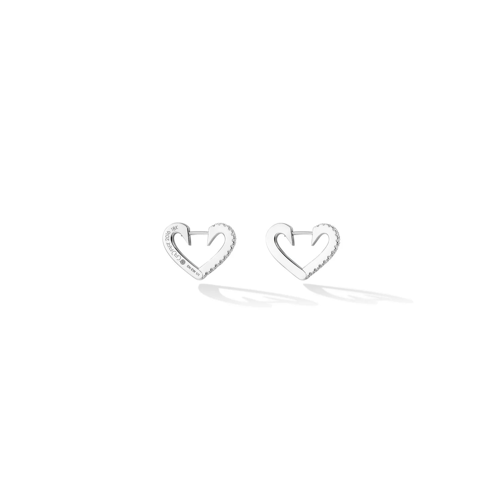 Small Endless White Diamond Heart Hoop Earrings