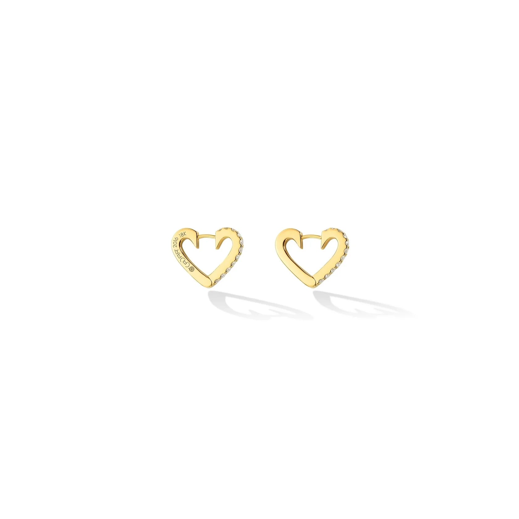 Small Endless White Diamond Heart Hoop Earrings