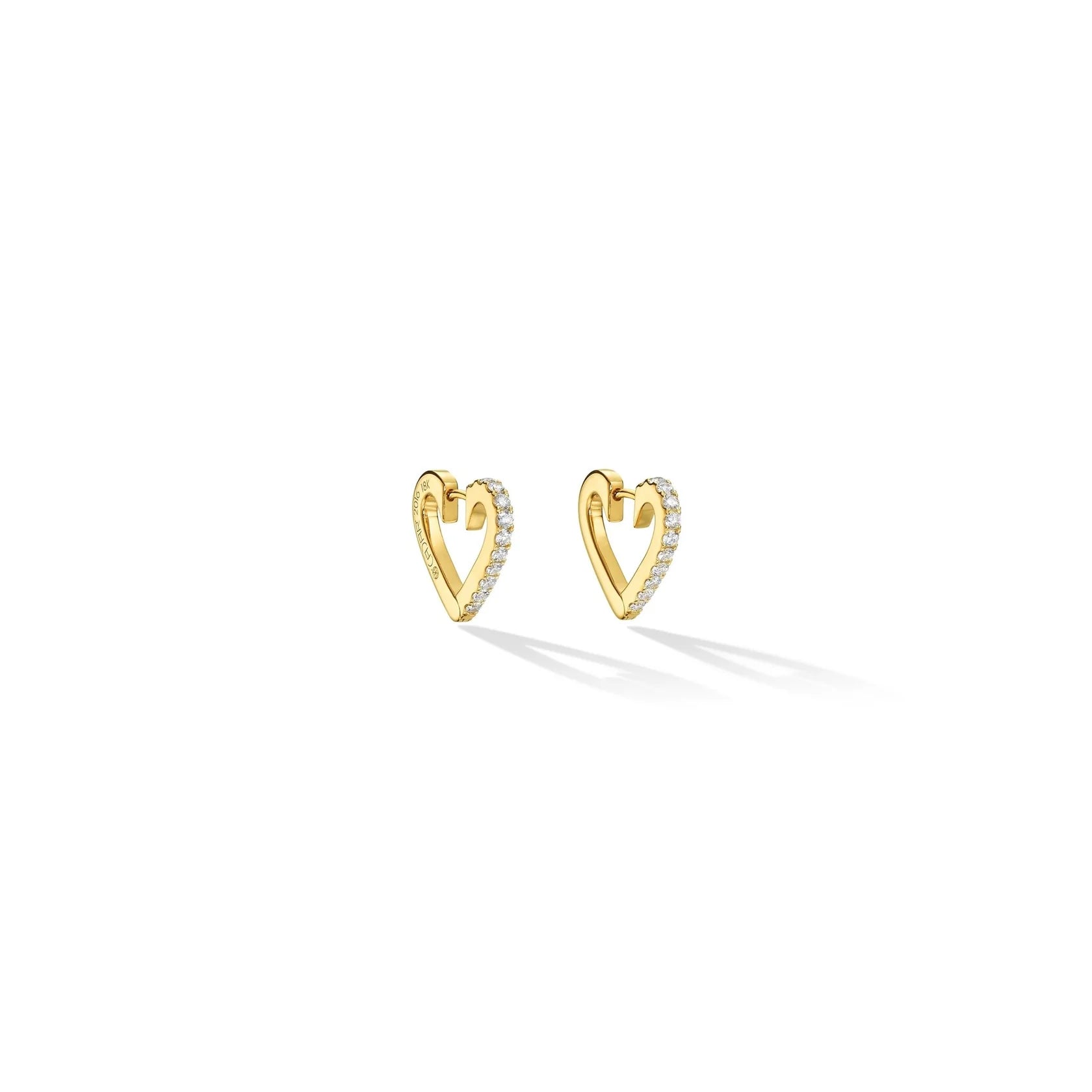 Small Endless White Diamond Heart Hoop Earrings