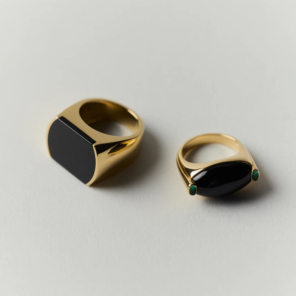 Oval Onyx And Emerald Signet Ring