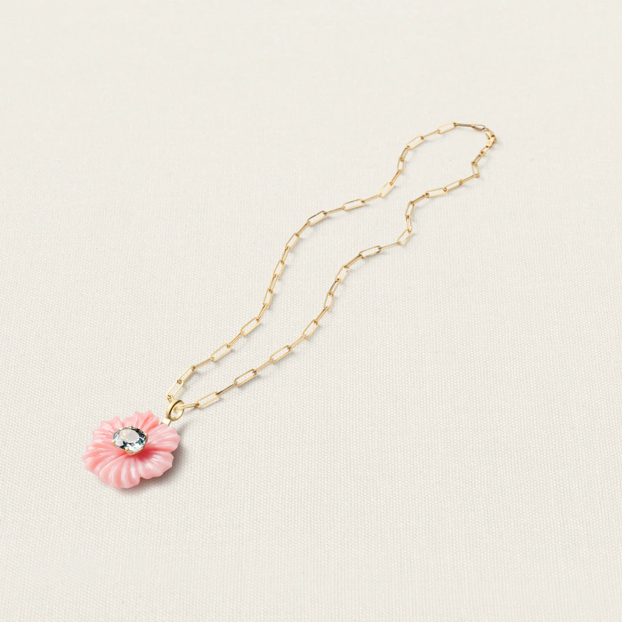 Isla Flower Pendant Pink Opal Aquamarine