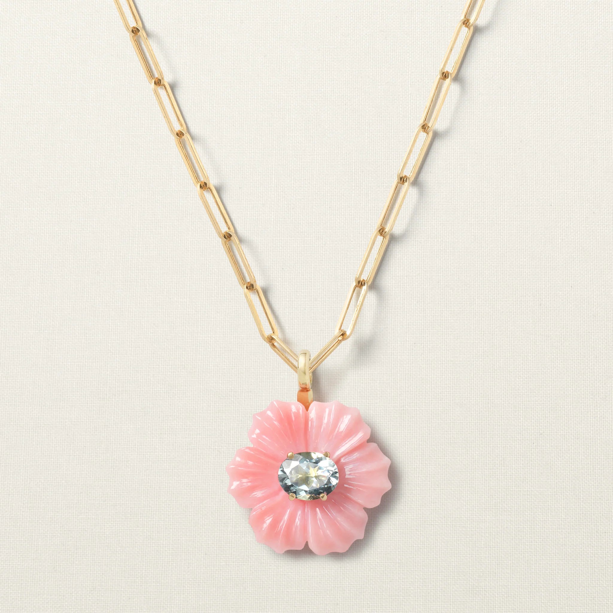 Isla Flower Pendant Pink Opal Aquamarine