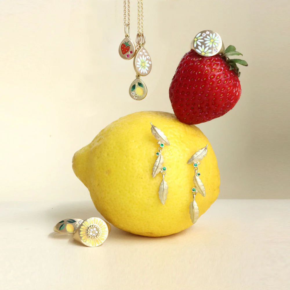 Strawberry Enamel Pendant