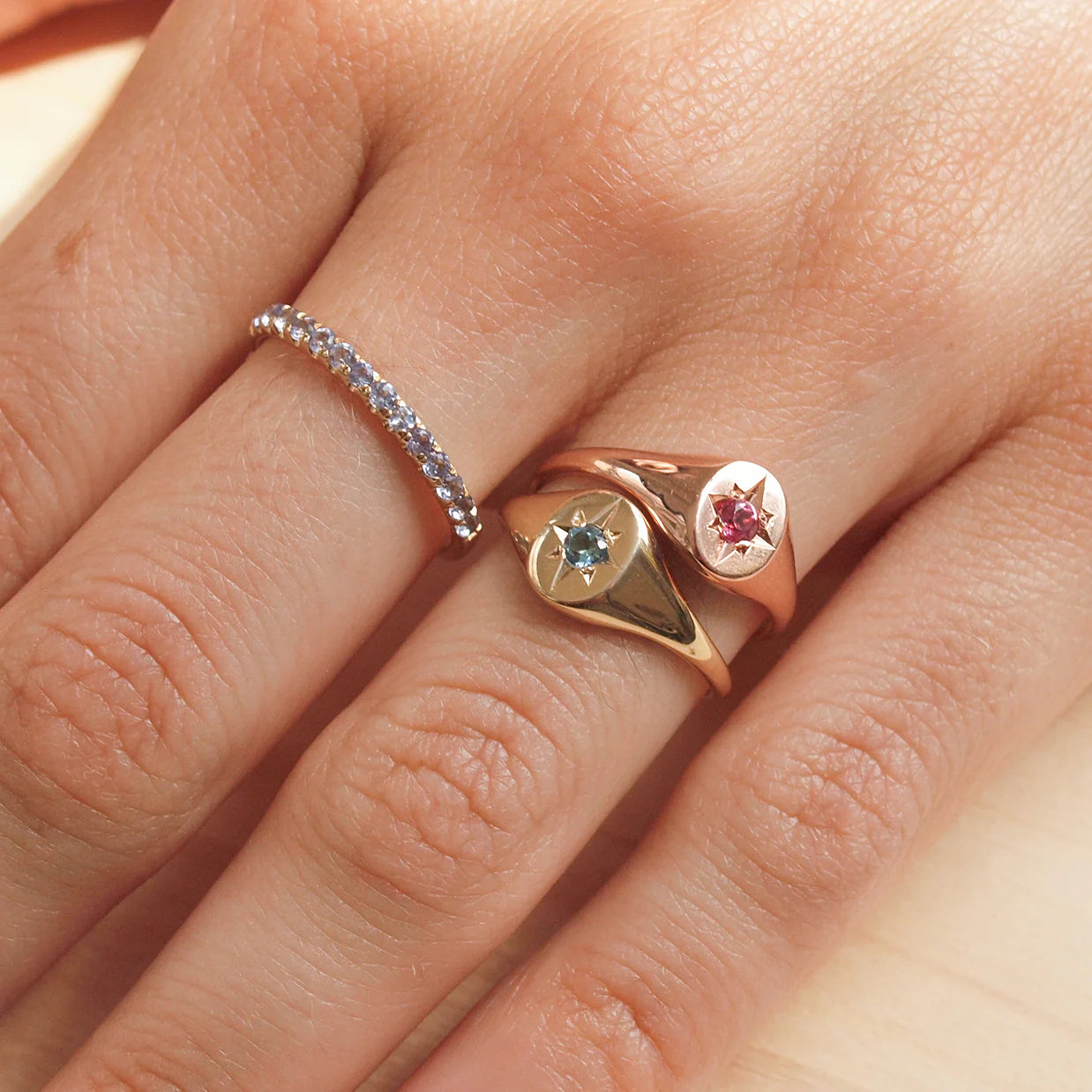 Ruby North Star Signet Ring