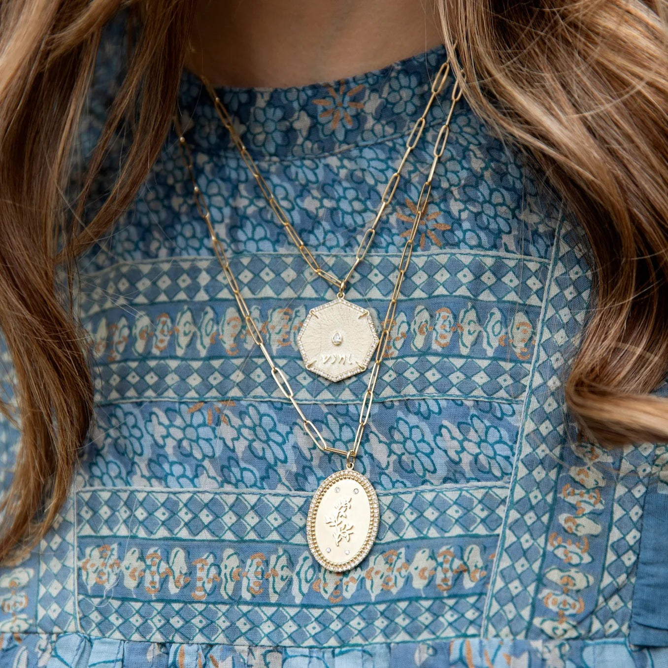 Pavé Diamond Seek Octagon Charm Necklace
