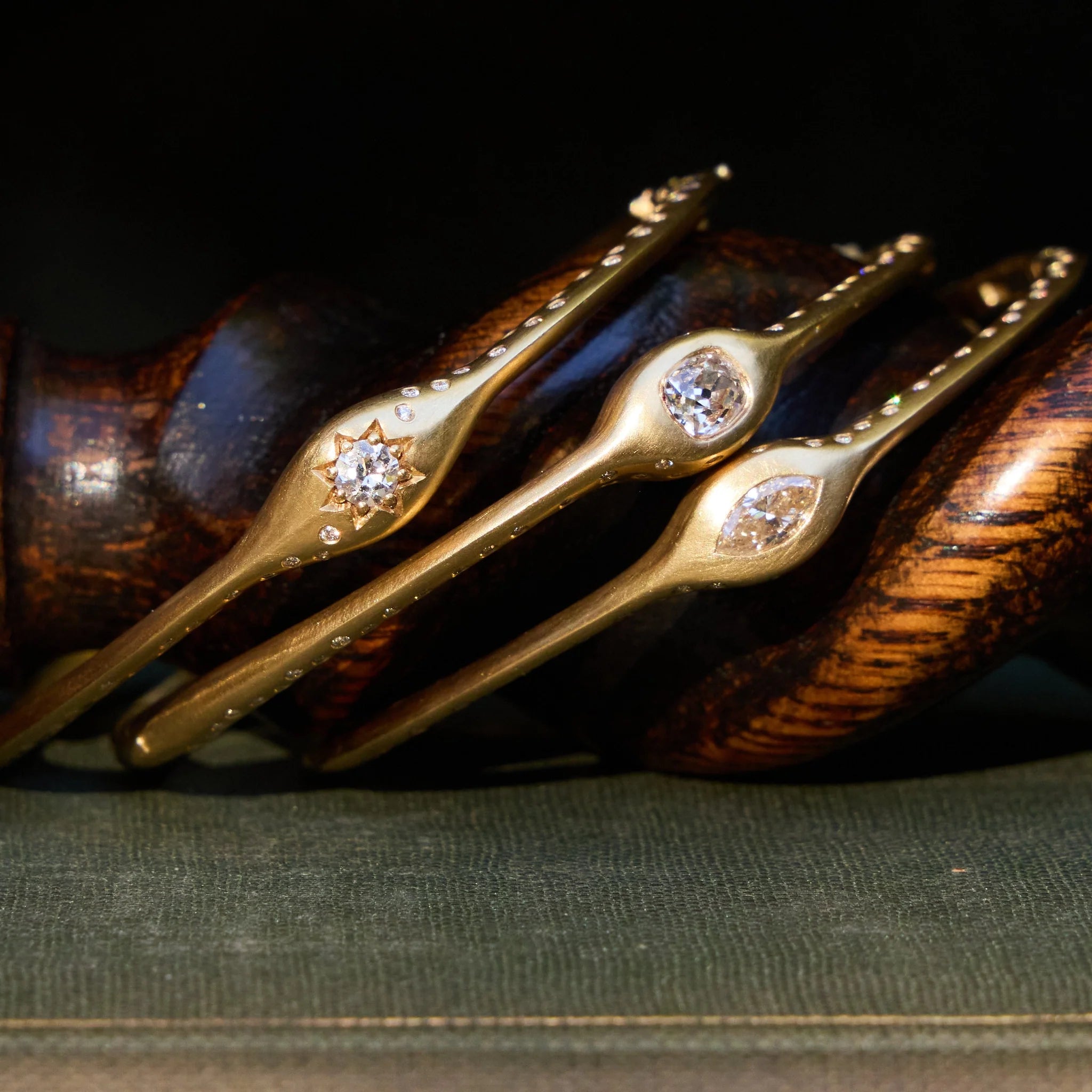 Victorian Star Old Mine Cut Bangle With Diamonds