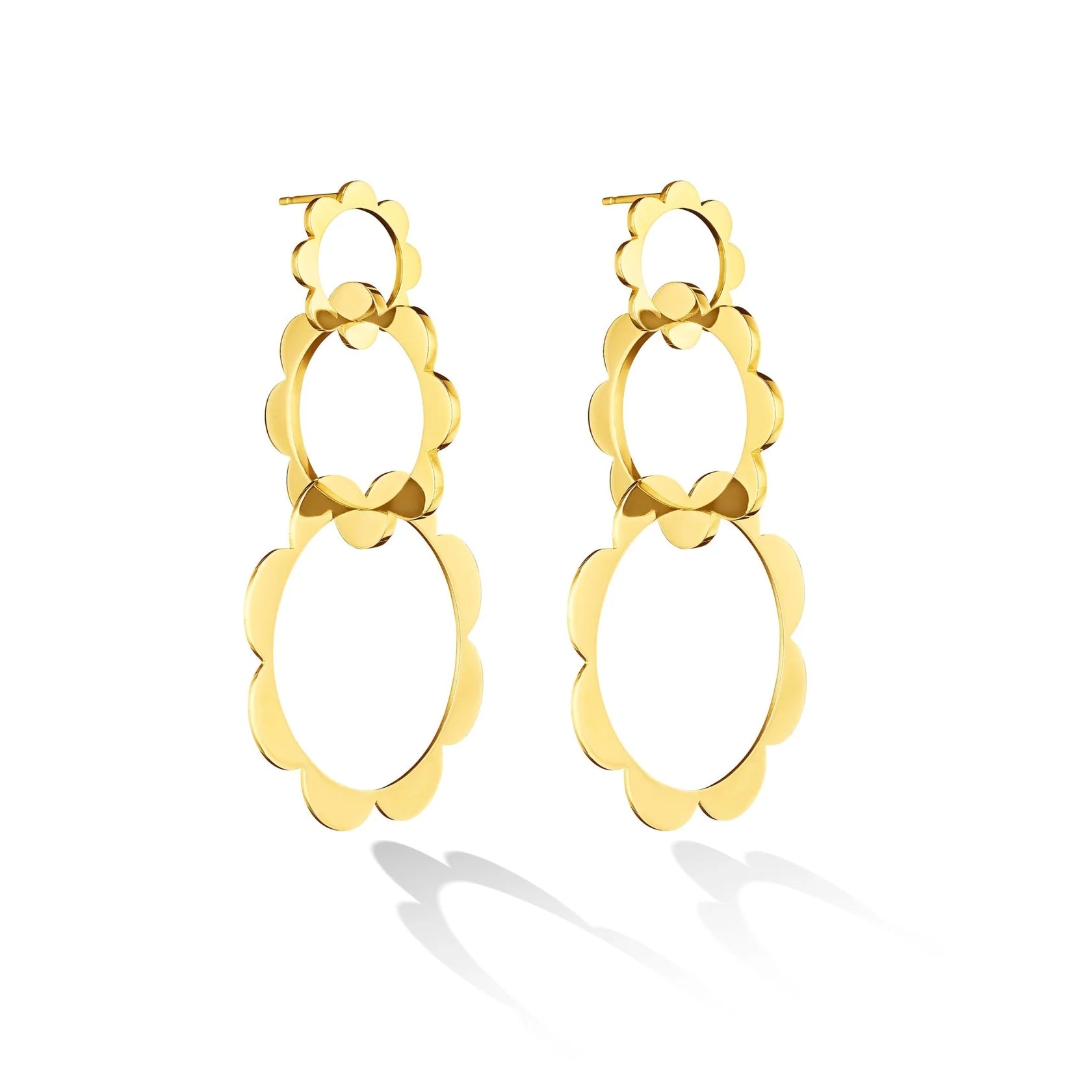 Solid Gold Bloom Drop Earrings