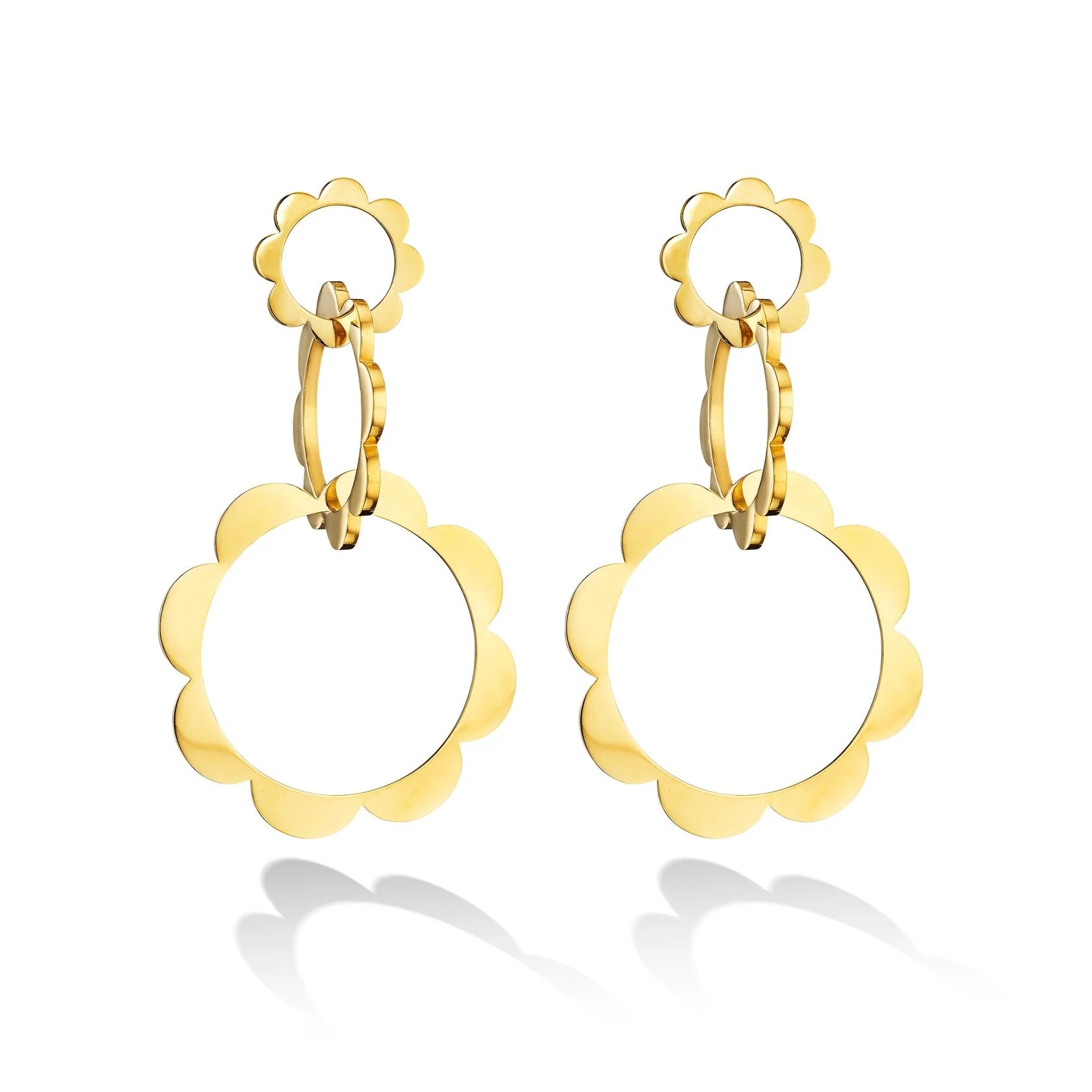 Solid Gold Bloom Drop Earrings