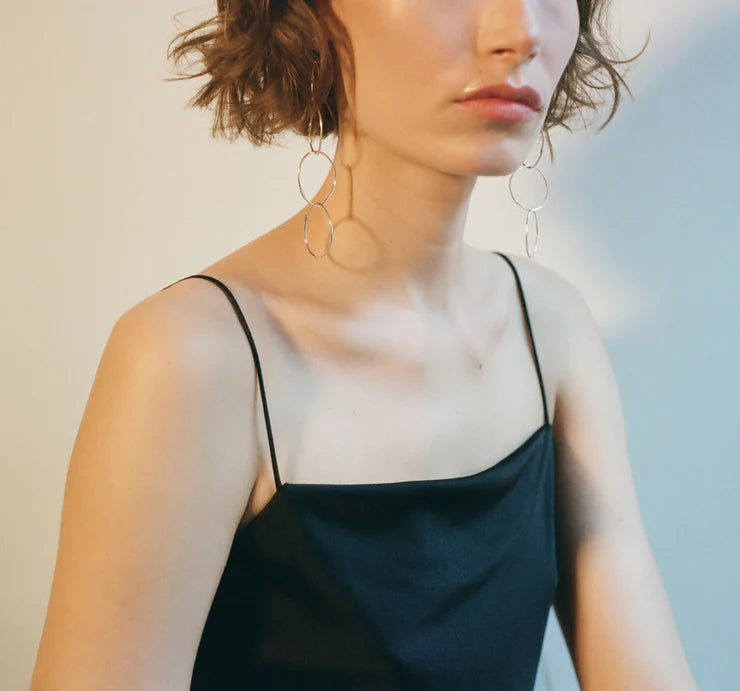 Five Hoop Drop Earrings in Sterling Silver
