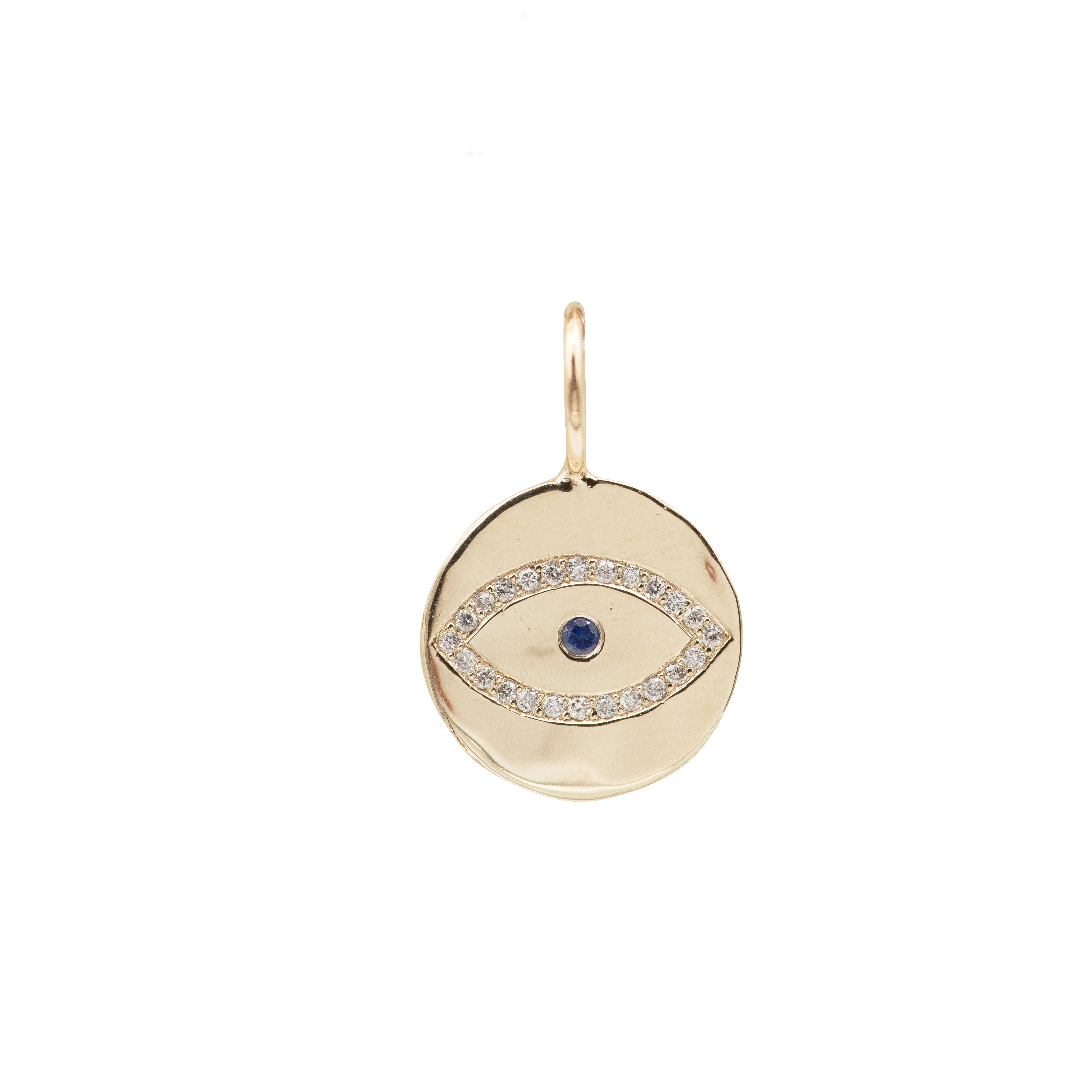 Diamond & Sapphire Evil Eye Charm in Gold