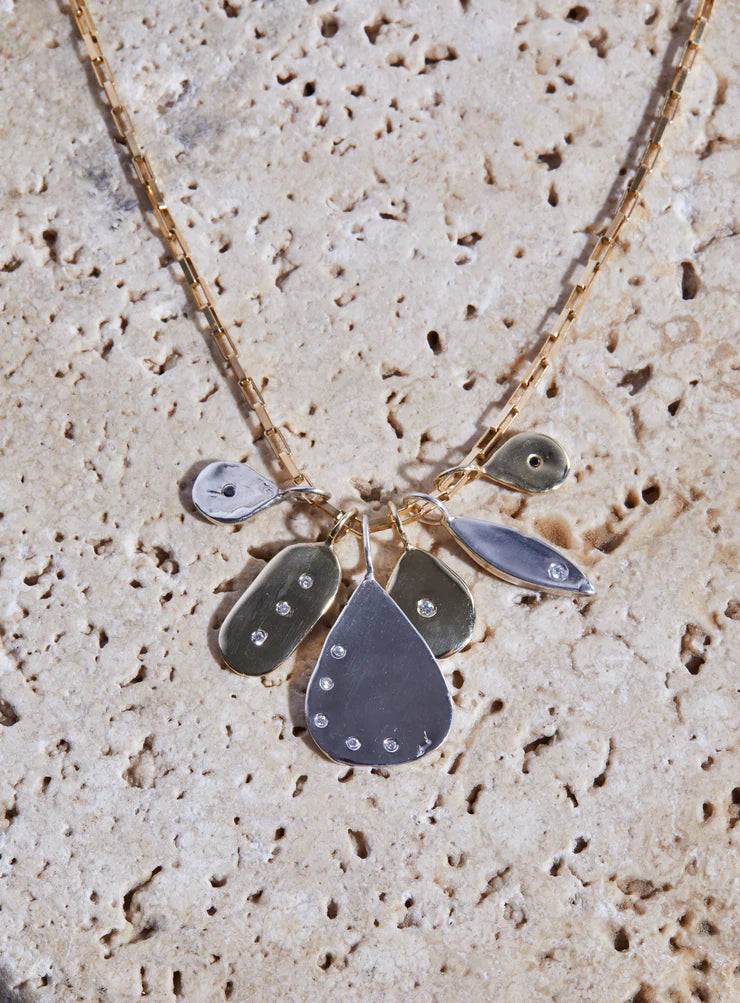 Multi Diamond Teardrop Charm in Sterling Silver