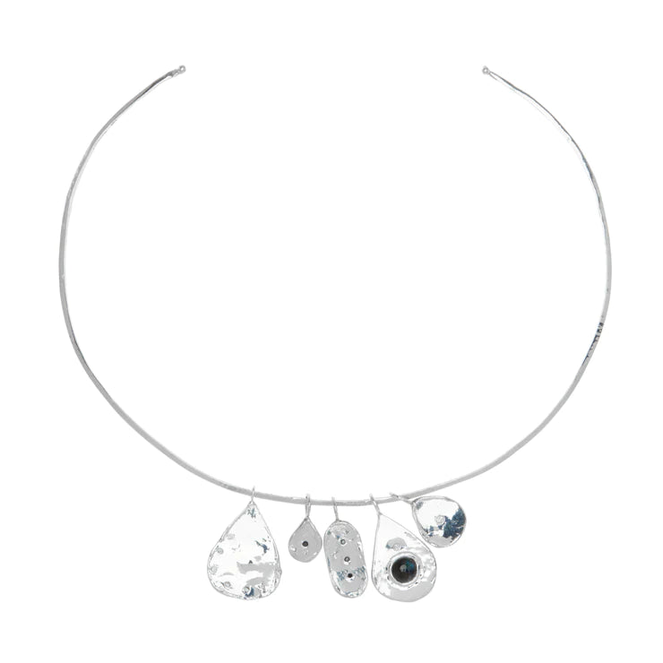 Multi Diamond Teardrop Charm in Sterling Silver