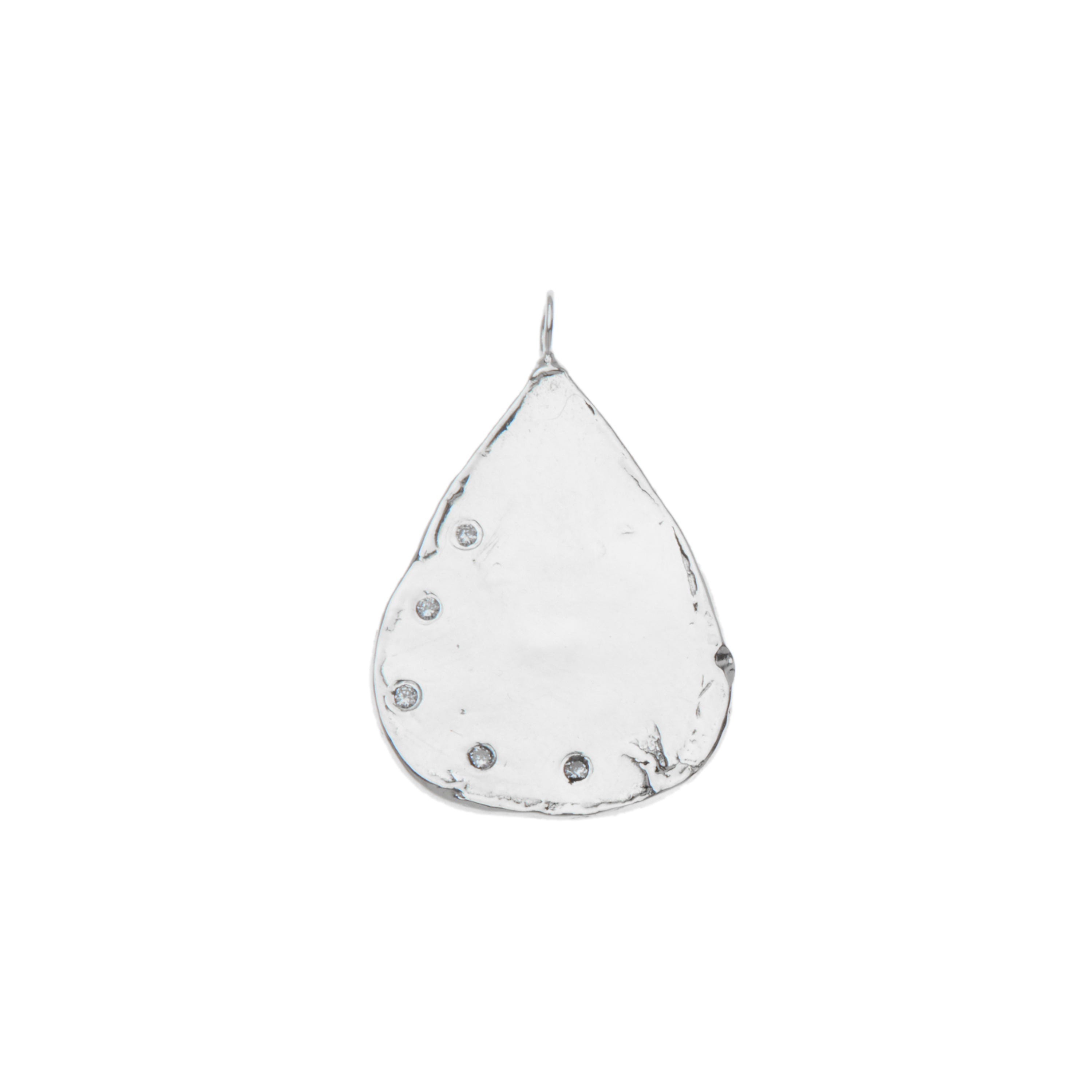 Multi Diamond Teardrop Charm in Sterling Silver