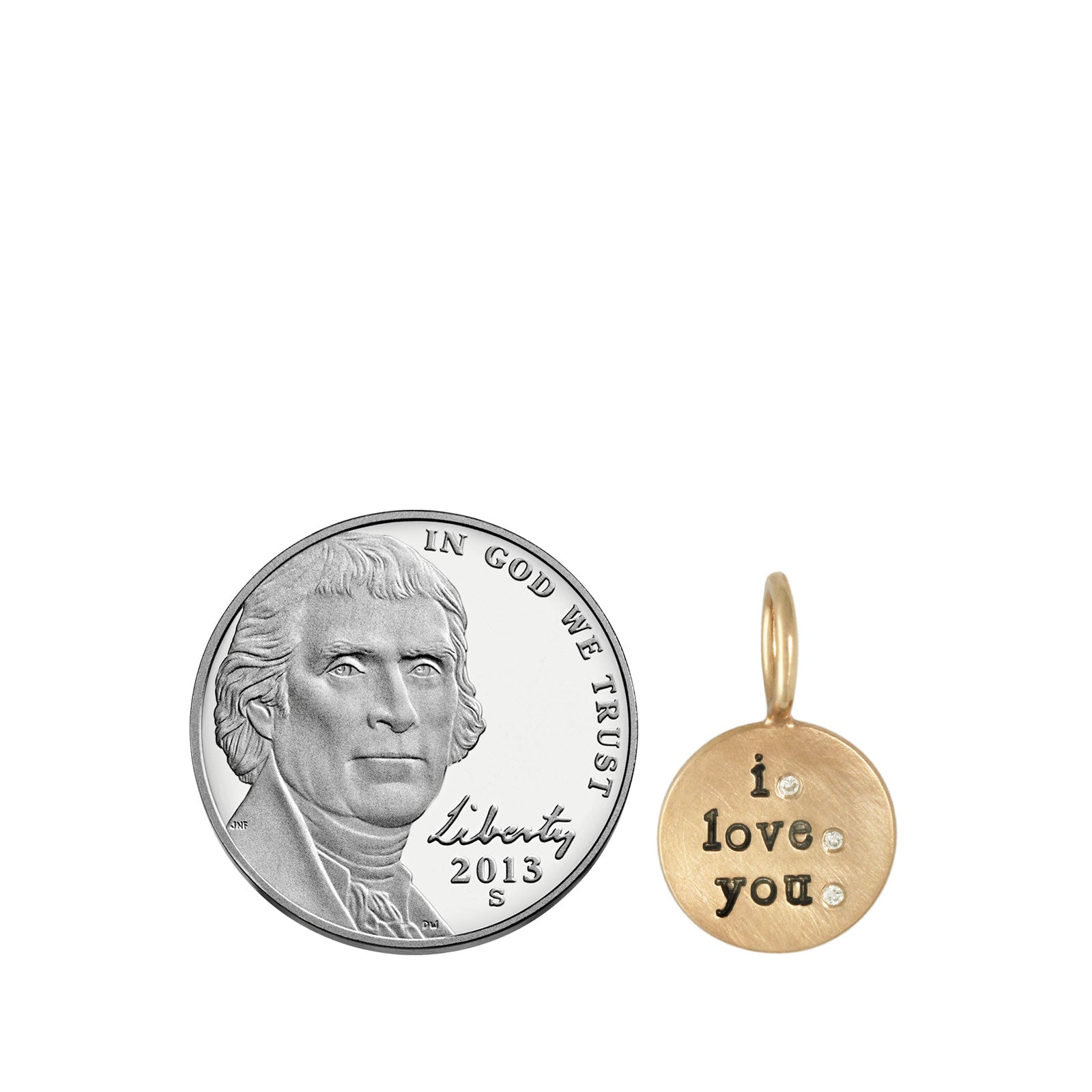 Yellow Gold I Love You Round Charm