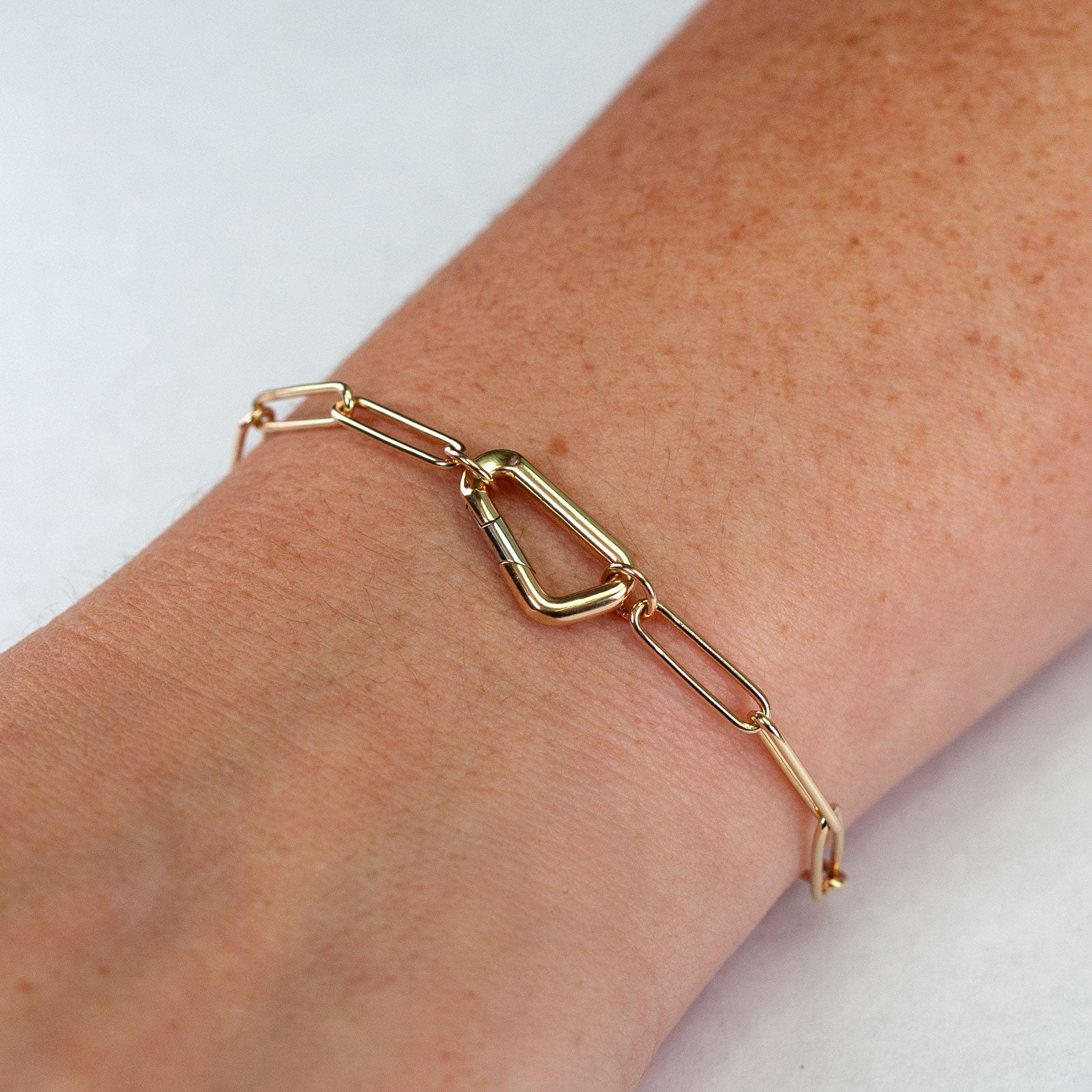 3.8mm Gold Small Carabiner Hinge Link Bracelet