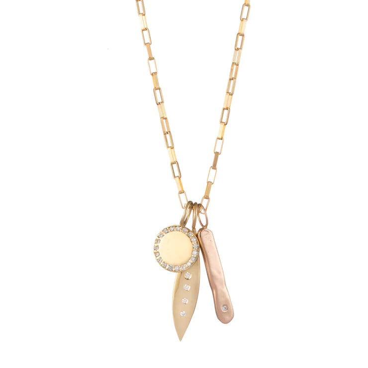 Small Round Gold & Diamond Perimeter Charm