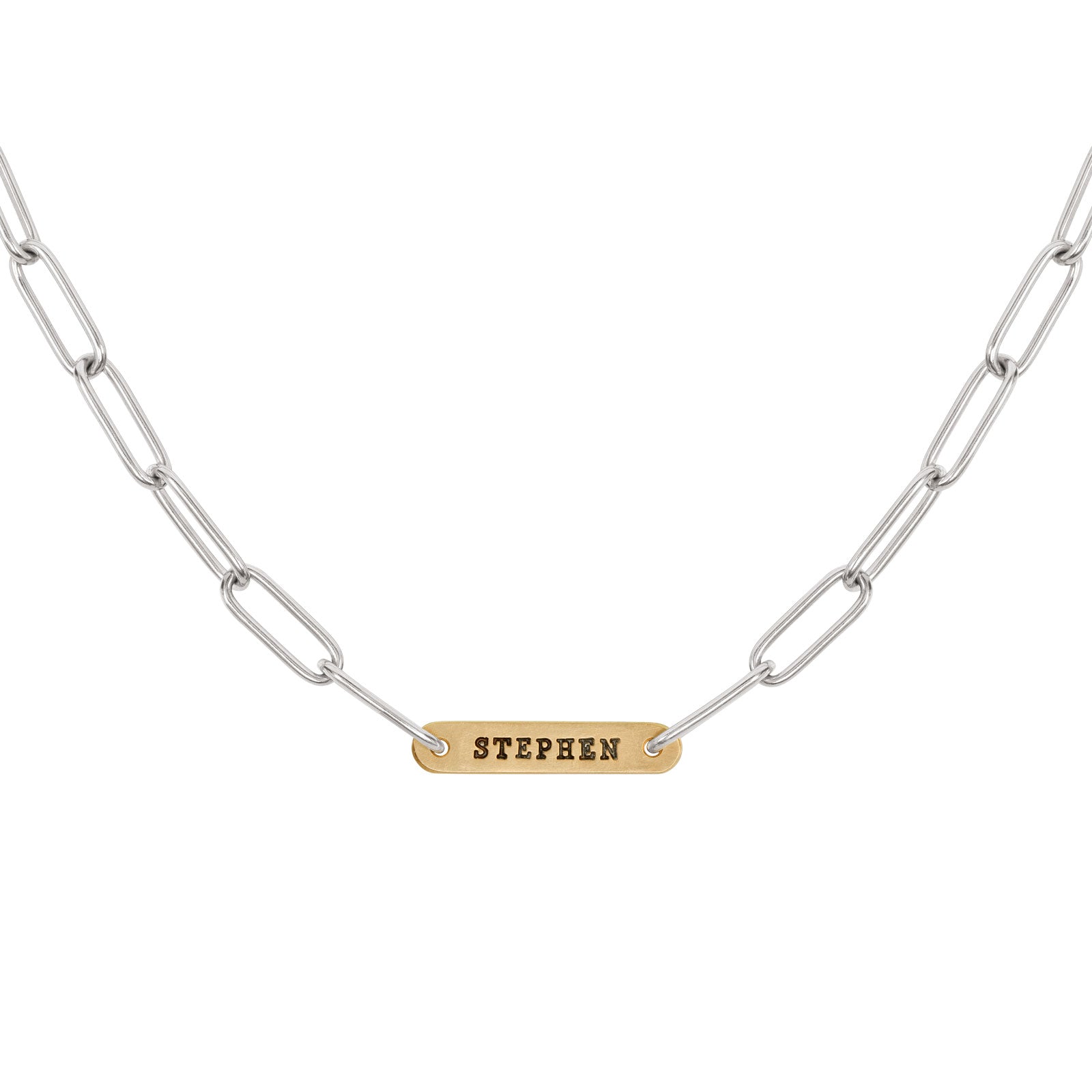 5.2mm Silver & Gold Name Flat Bar Chain