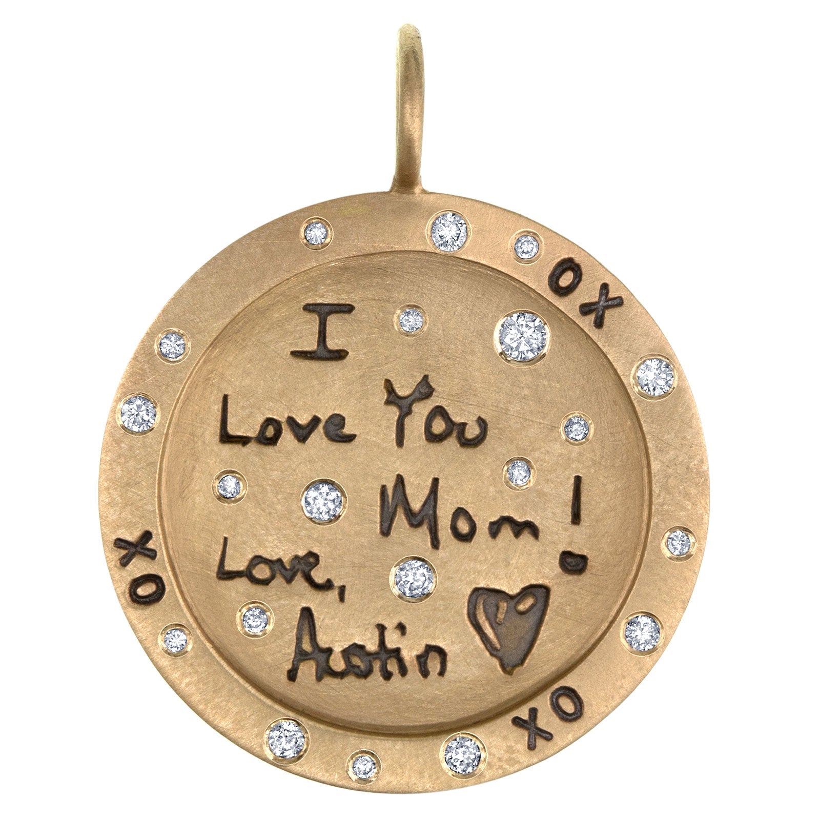 Child's Handwritten Message Round Charm