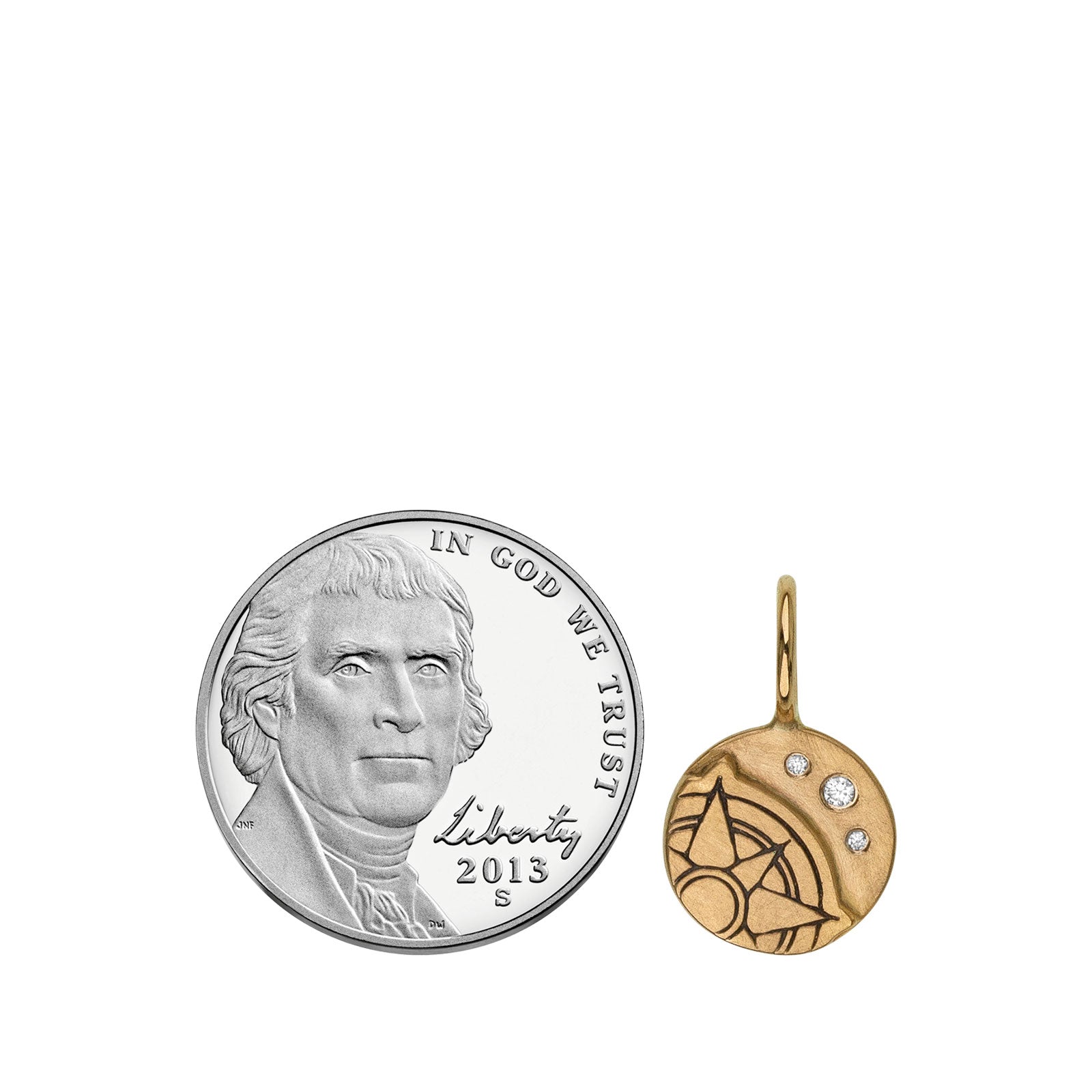 Gold Compass Round Charm