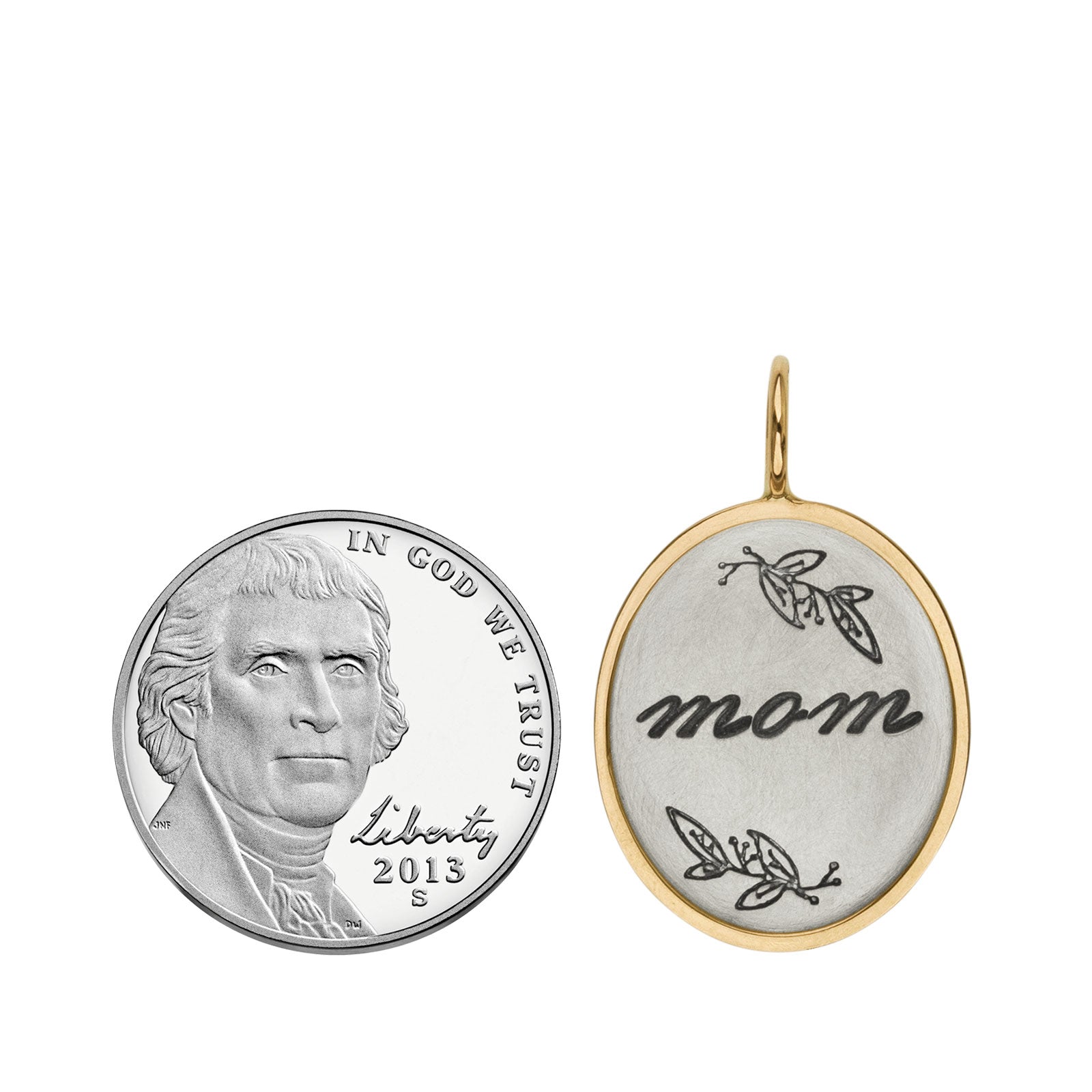 Silver & Gold Mom Oval Charm