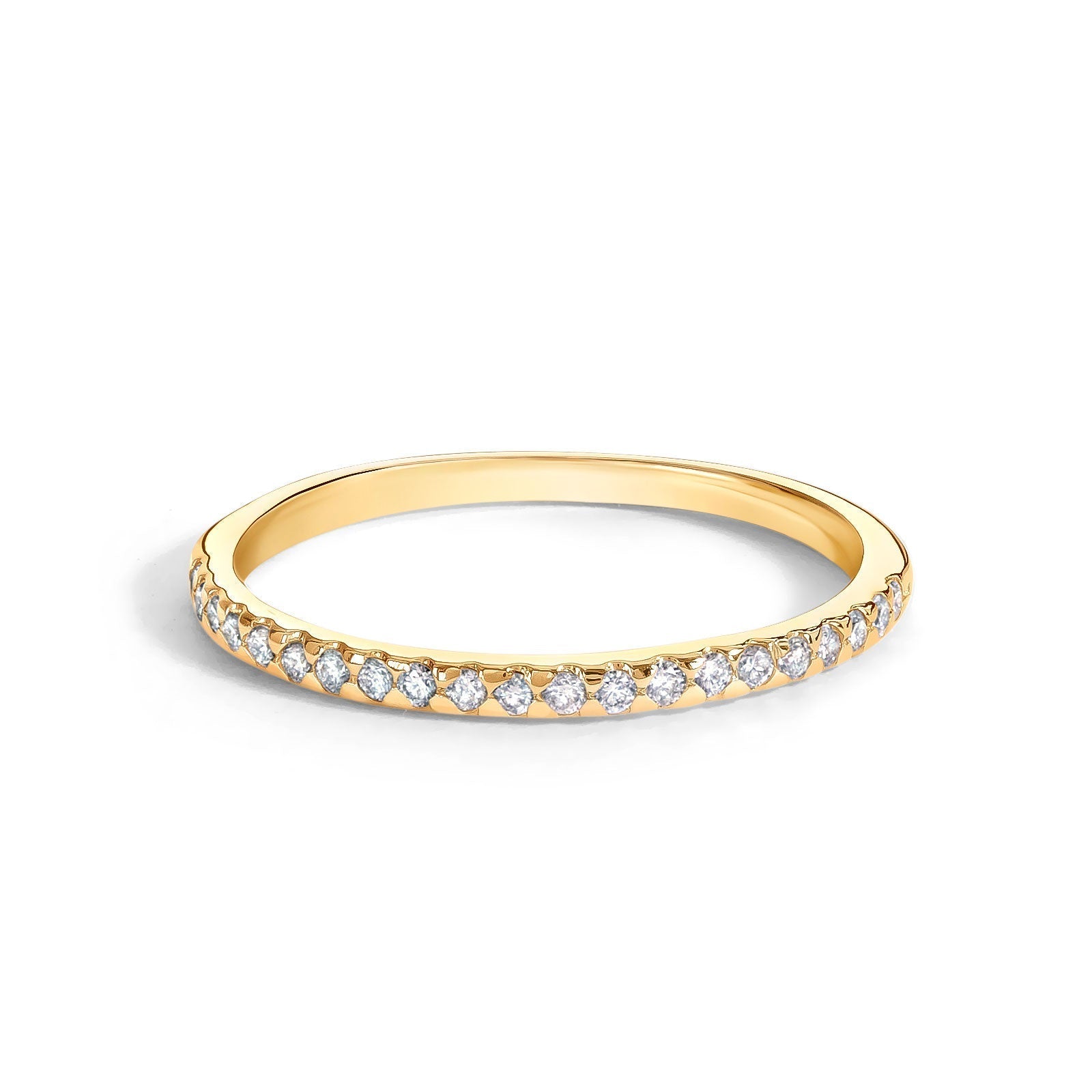 2.5mm Gold Baby Stats Scroll Ring & Small Pavé Stack