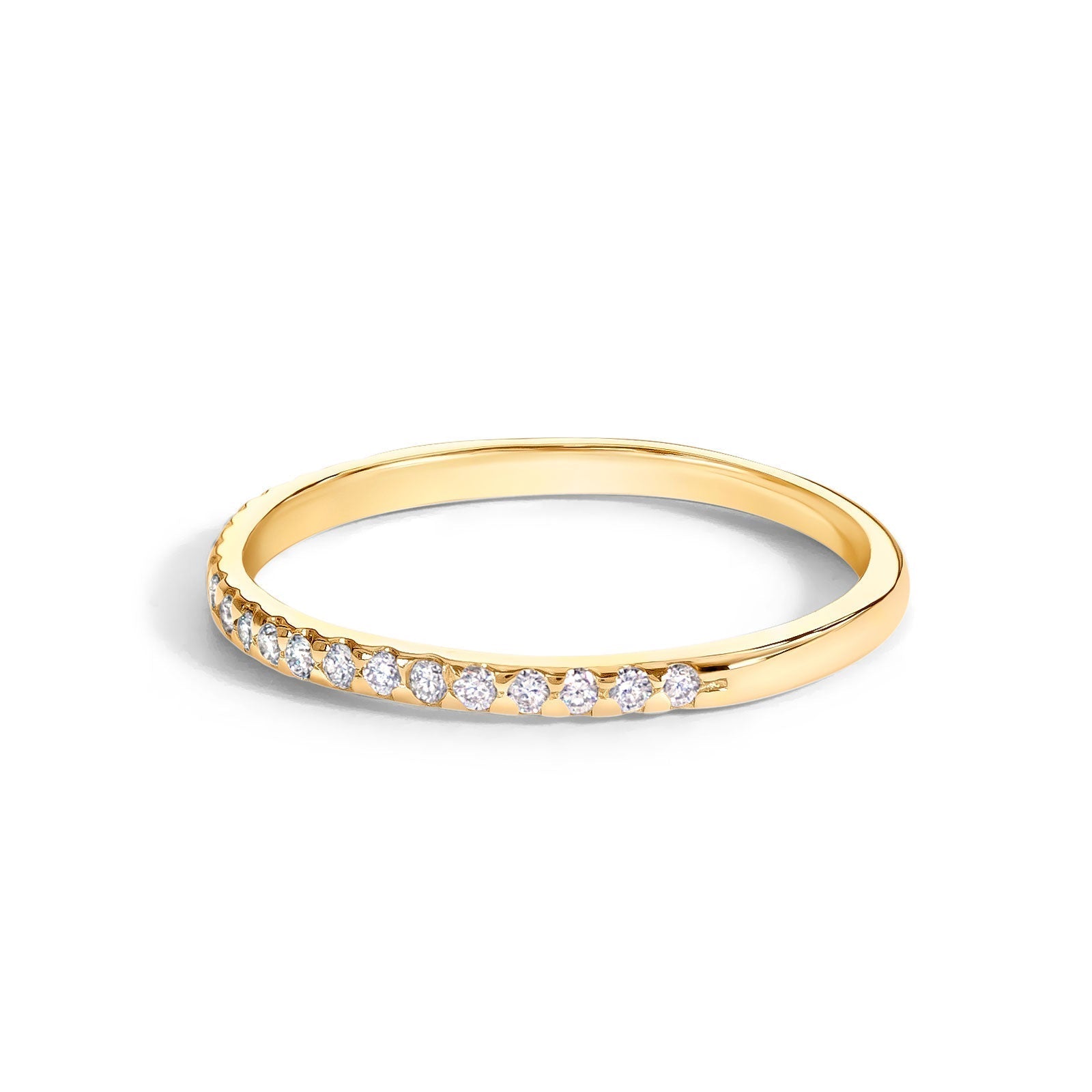 2.5mm Gold Baby Stats Scroll Ring & Small Pavé Stack