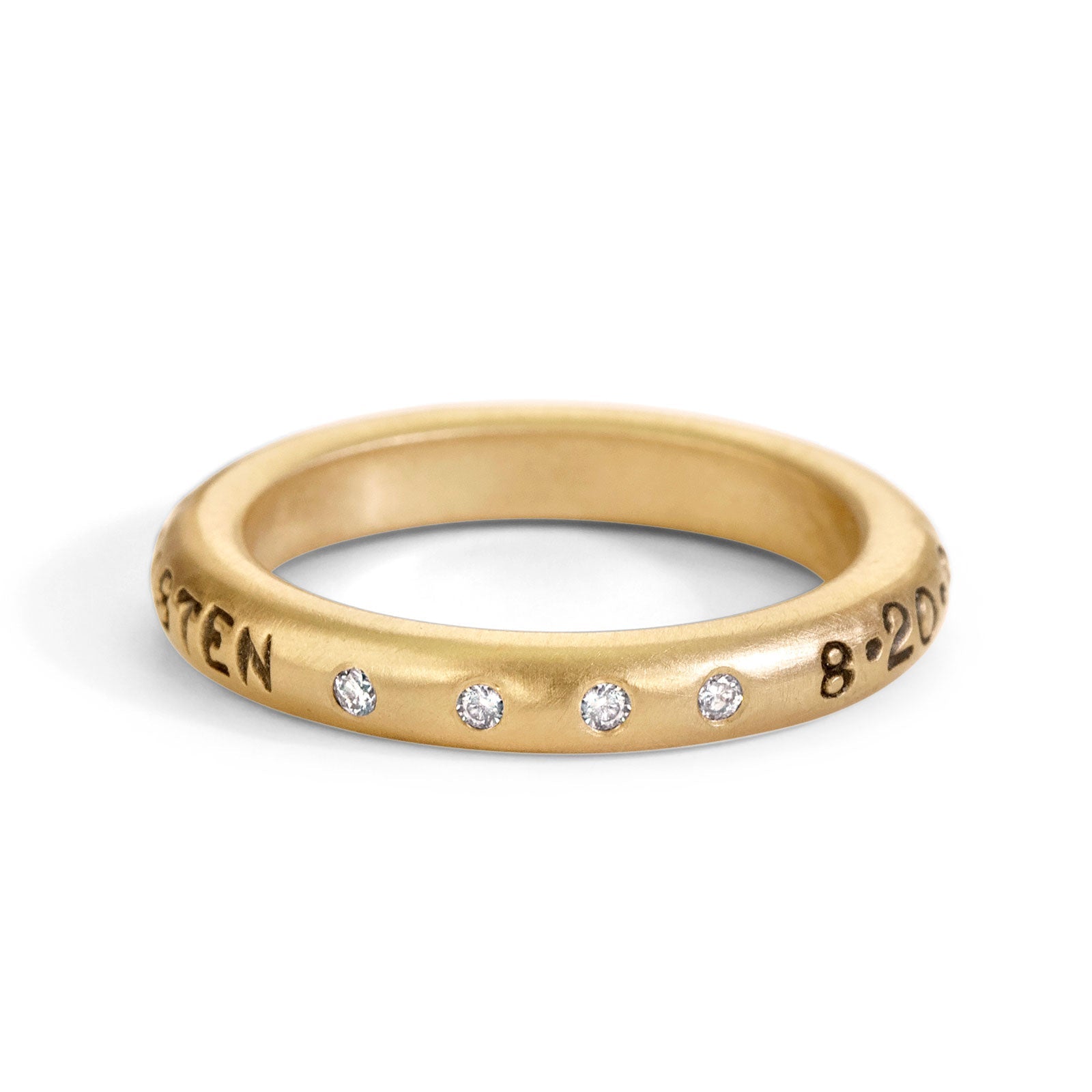 3.5mm Gold Couple Scroll Ring & Diamond Stack