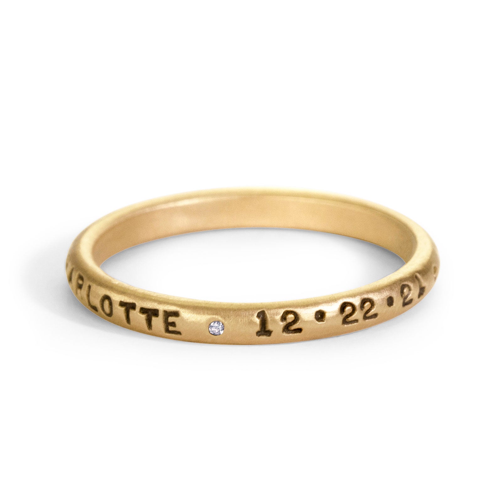 2.5mm Gold Baby Stats Scroll Ring & Small Pavé Stack