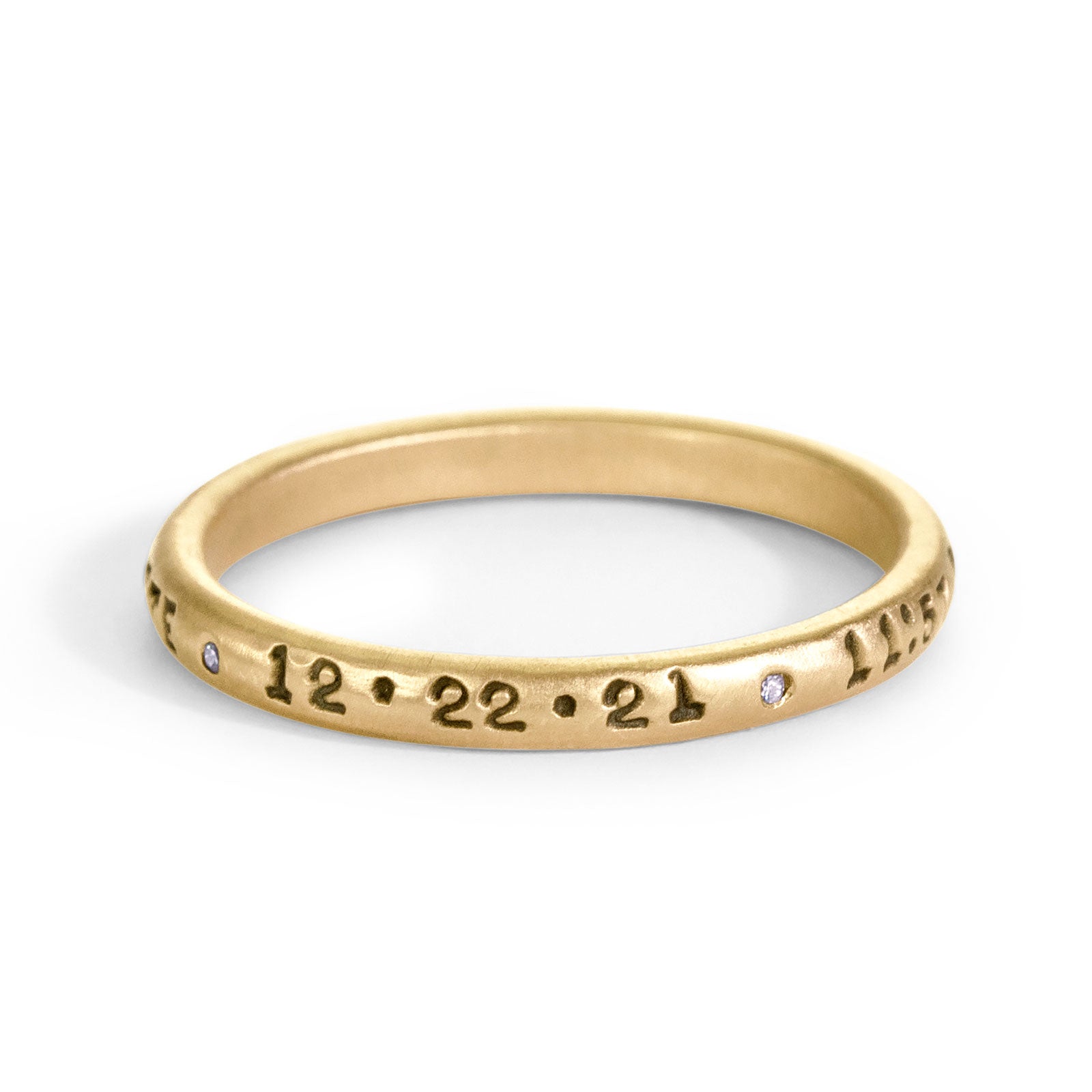 2.5mm Gold Baby Stats Scroll Ring