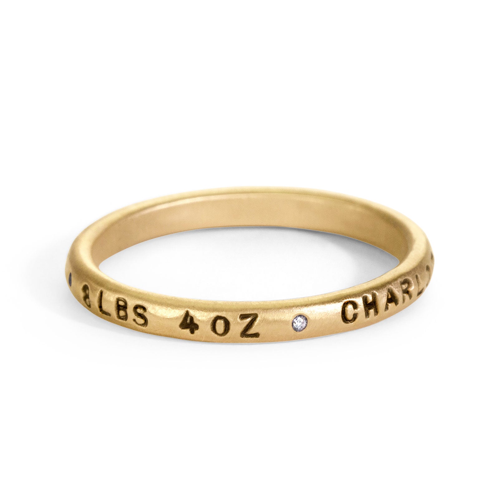 2.5mm Gold Baby Stats Scroll Ring