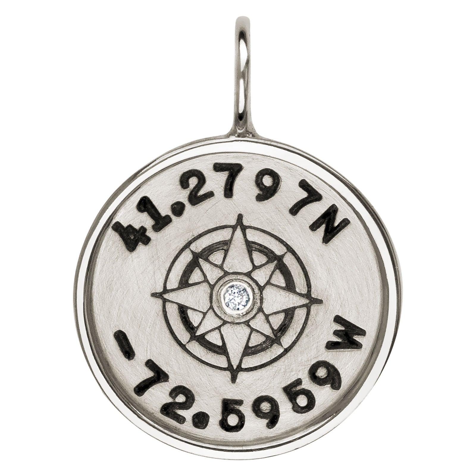 Silver Coordinates Round Charm