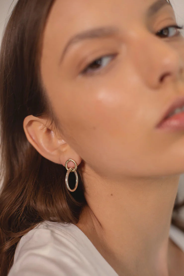 Mismatched Hoops in Sterling Silver & Gold
