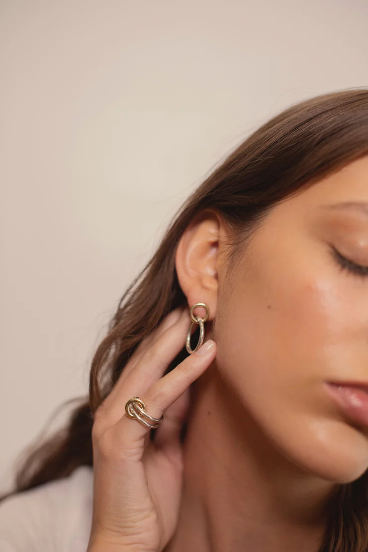 Mismatched Hoops in Sterling Silver & Gold