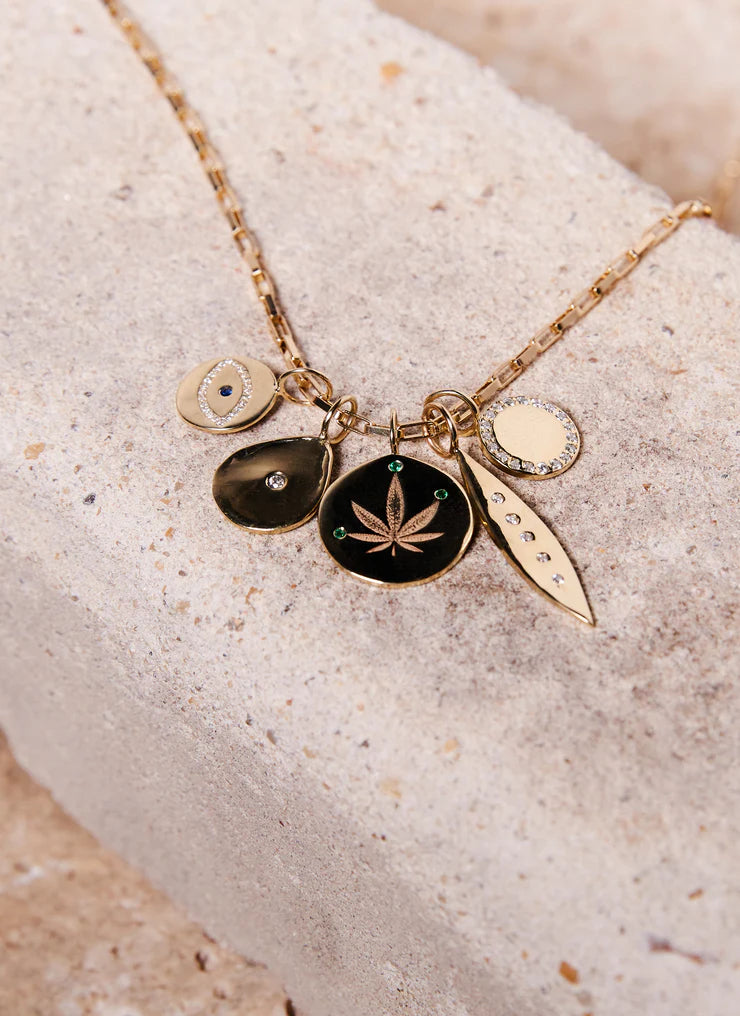 Small Round Gold & Diamond Perimeter Charm