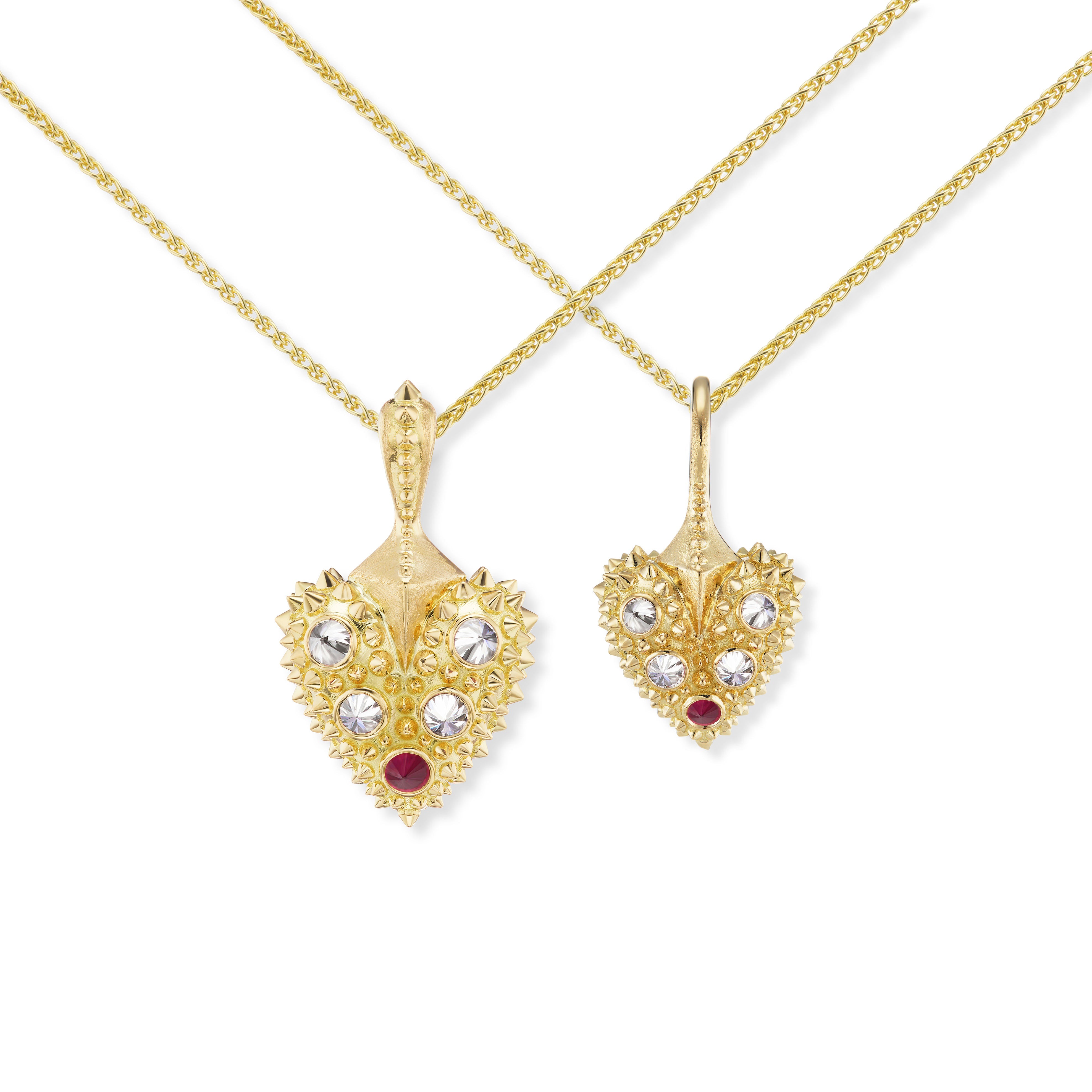 Diamond & Ruby Pierce Your Heart Charm Necklace