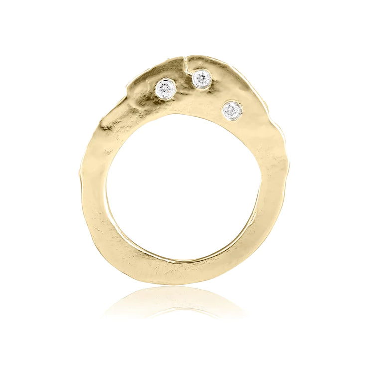 Gold & Triple Diamond Slice Ring