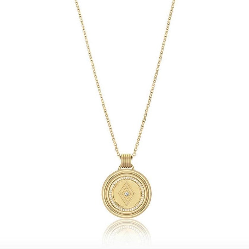 Sagesse - Veni Pavé Medallion Necklace 23mm