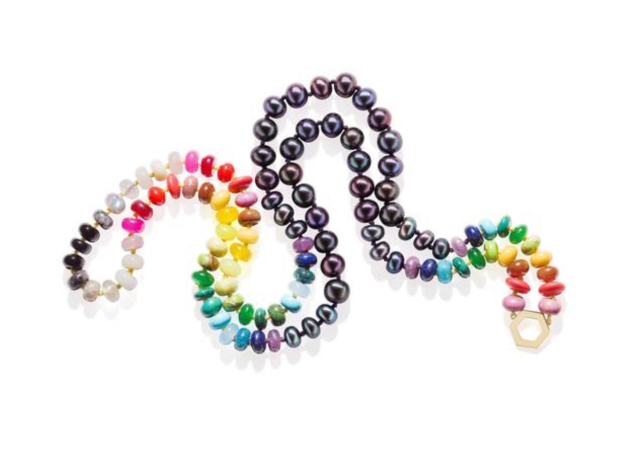 32" Tahitian Pearl & Multicolor Beaded Necklace