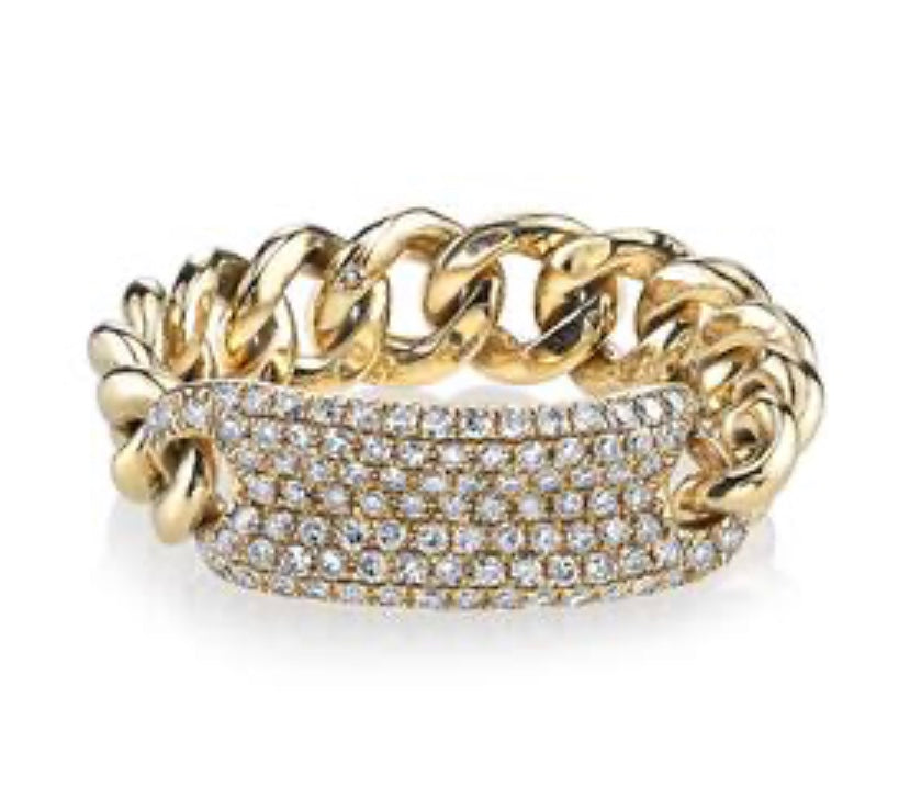 Diamond Pave ID Mini Link Ring