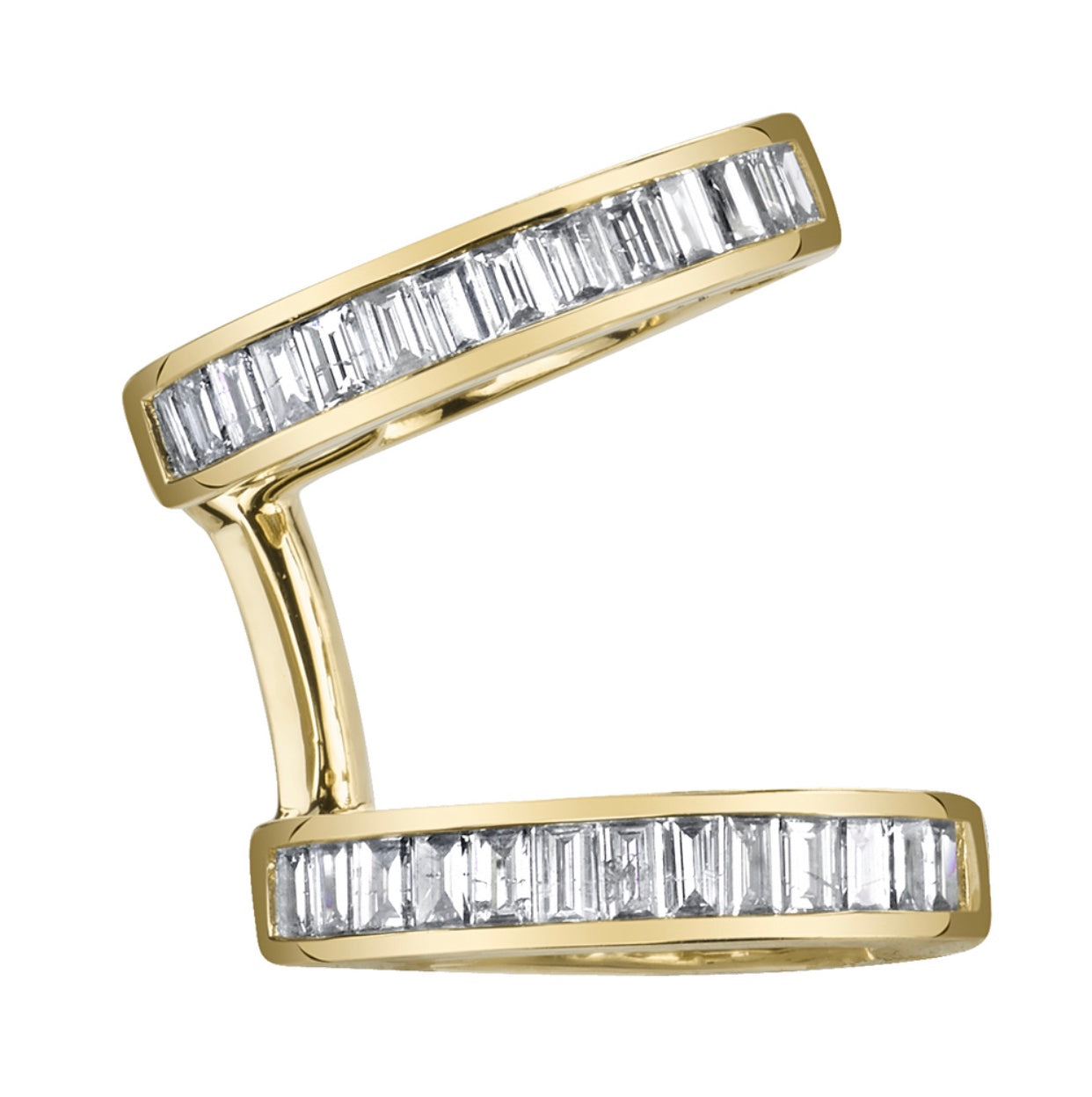 Diamond Baguette Double Earcuff in 18K Yellow Gold