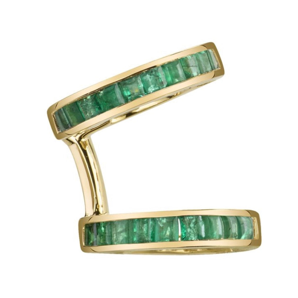 Emerald Baguette Double Earcuff in 18k Yellow Gold