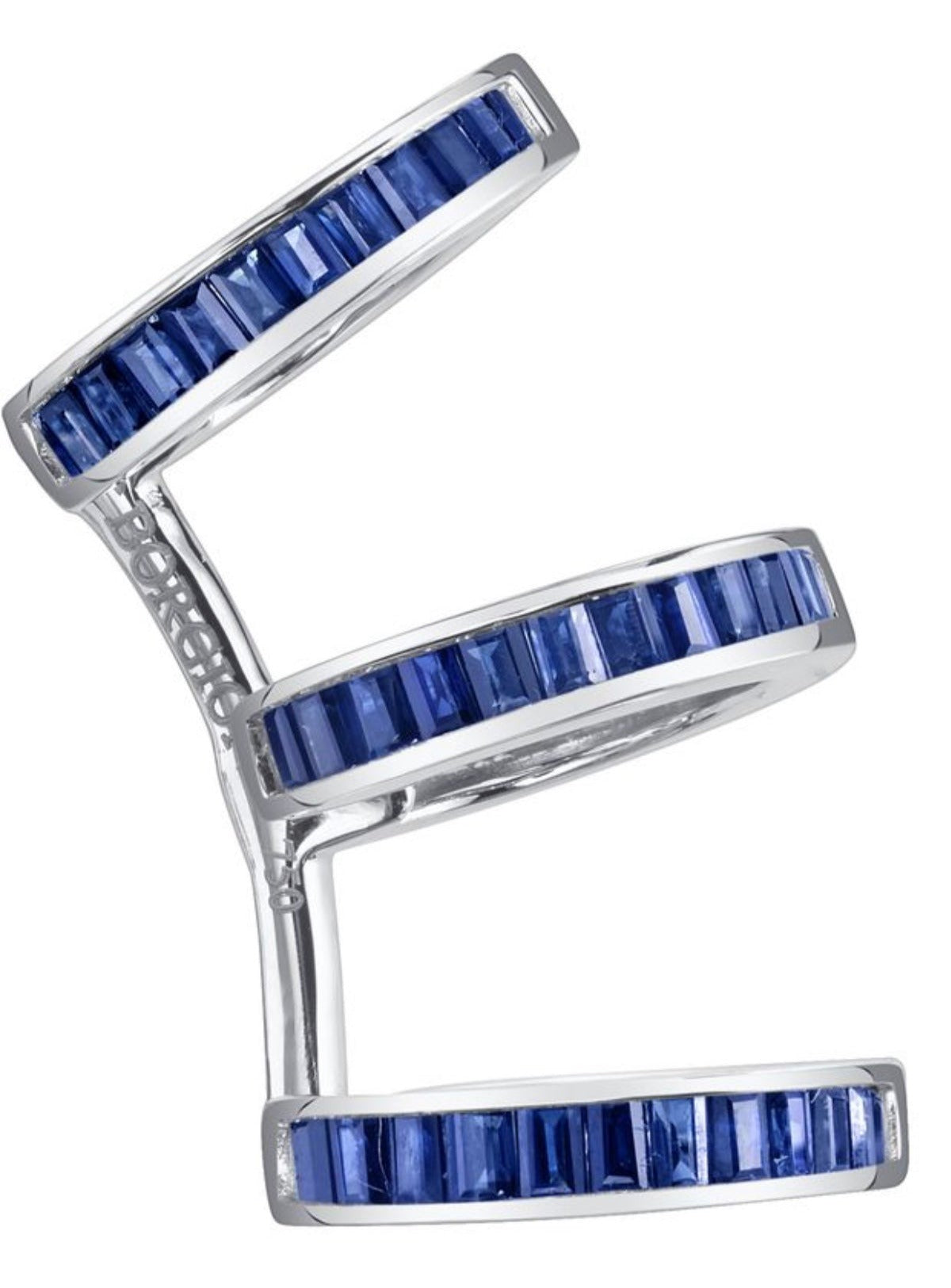 Sapphire Baguette Triple Earcuff in 18k White Gold