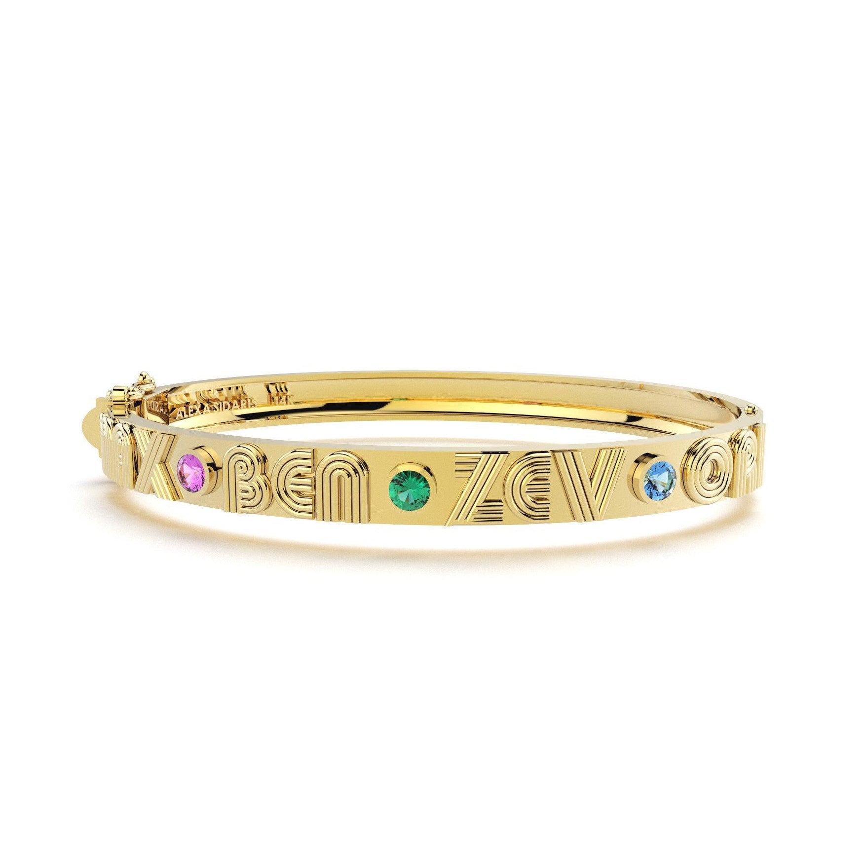 Custom Radiant Bangle with Gemstones