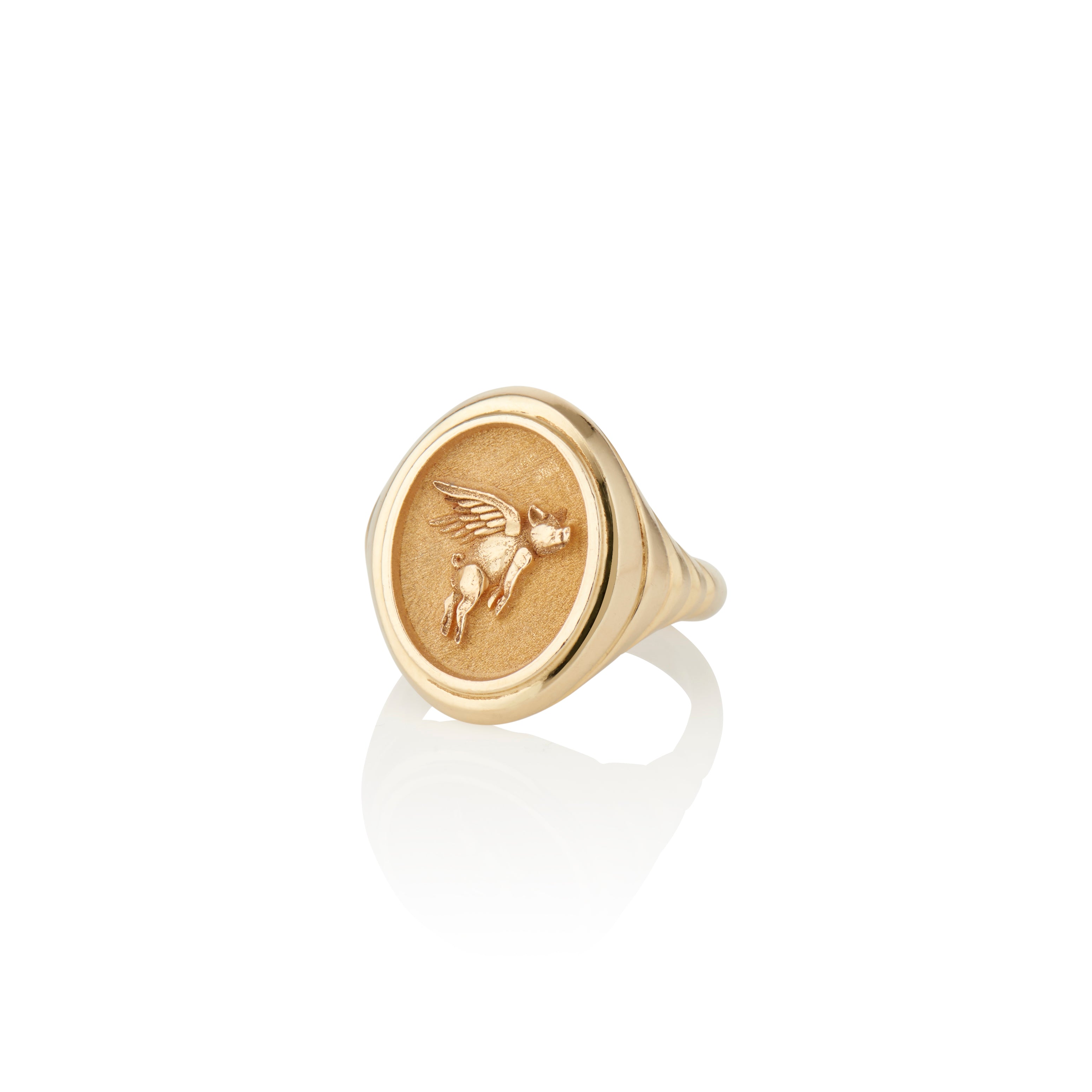 Grandfather Fantasy Flying Pig Signet Ring